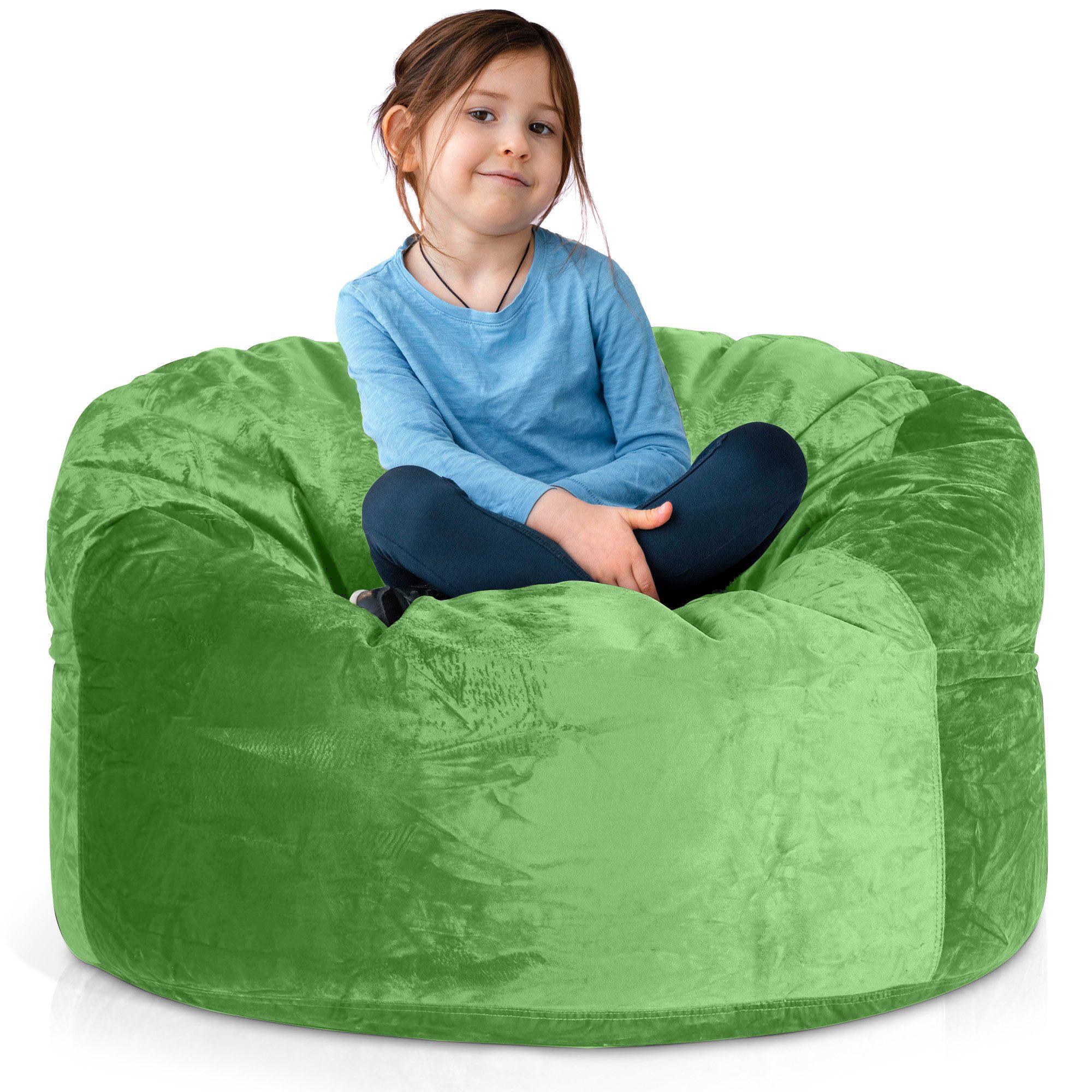 Green Bean Sitzsack Riesen-Sitzsack Jumbo XXL Velours (Riesensitzsack mit Memory-Schaum Flockenfüllung, Made in Germany - in 5 Größen (3ft - 7ft), Hülle abnehmbar mit Reißerschluss