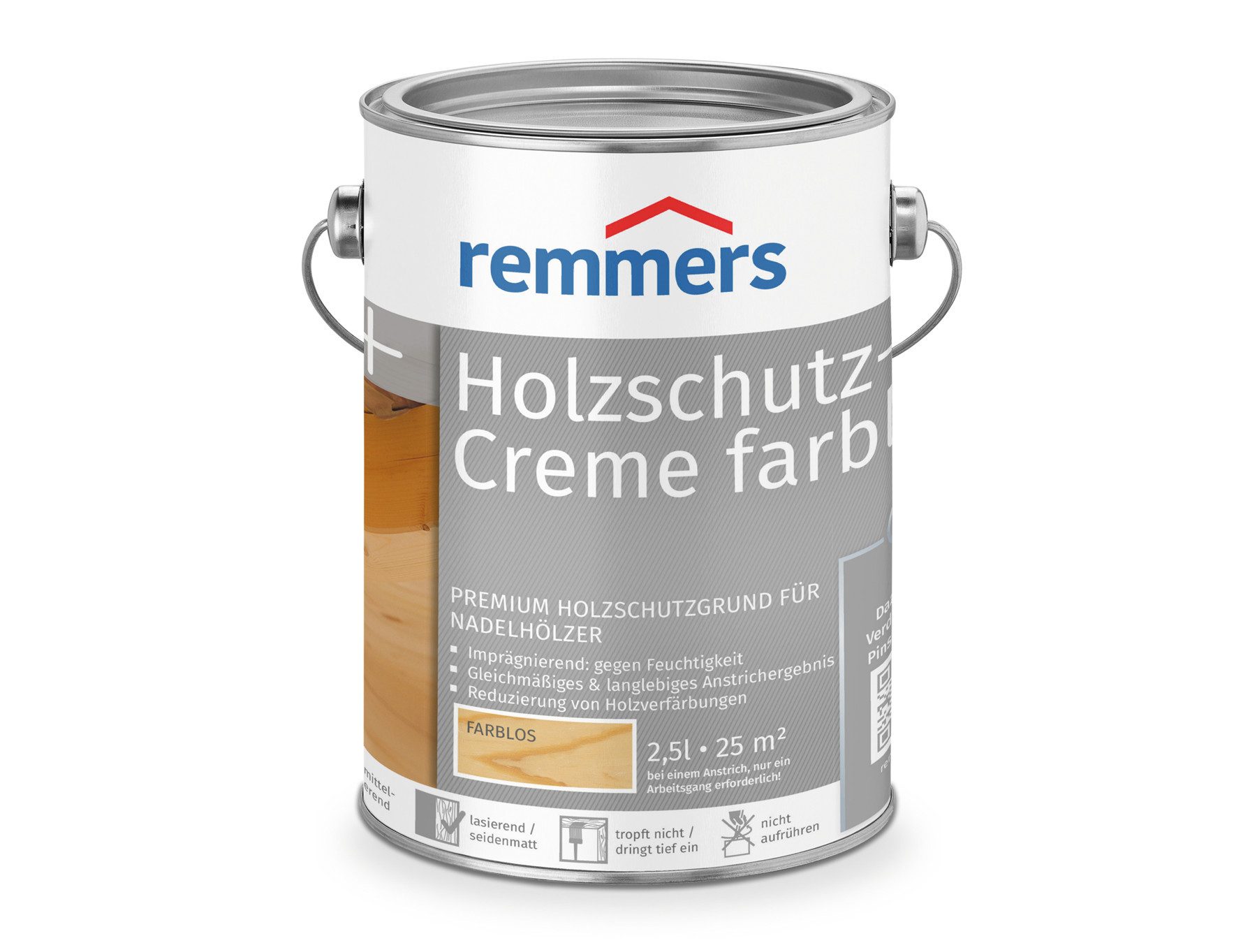 Remmers Holzschutzlasur Holzschutz-Creme 2,5 Liter, 3facher Holzschutz mit Imprägnierung + Grundierung + Lasur