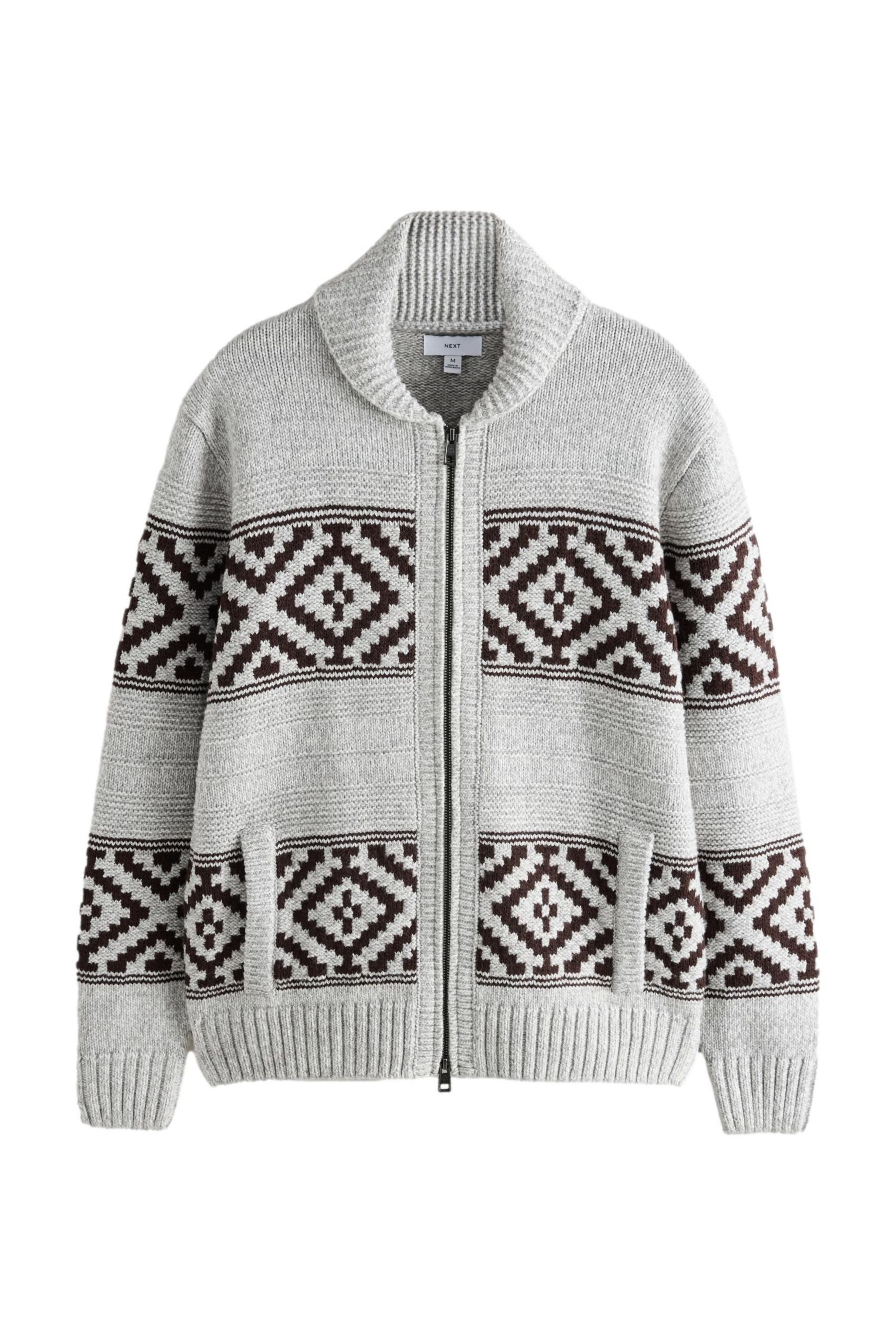 Strickjacke Regular Fit Strickjacke mit RV + Fairisle-Muster
