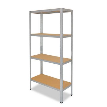 shelfplaza Schwerlastregal HOME, 200x75x50cm verzinkt, 4 Böden, Kellerregal, Garagenregal, Steckregal