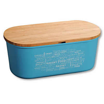 KESPER for kitchen & home Brotkasten Brotbox mit Holzdeckel - als Schneidebrett verwendbar, Brotbrett beidseitig verwendbar, Brotkiste mit Schneidebrett-Deckel