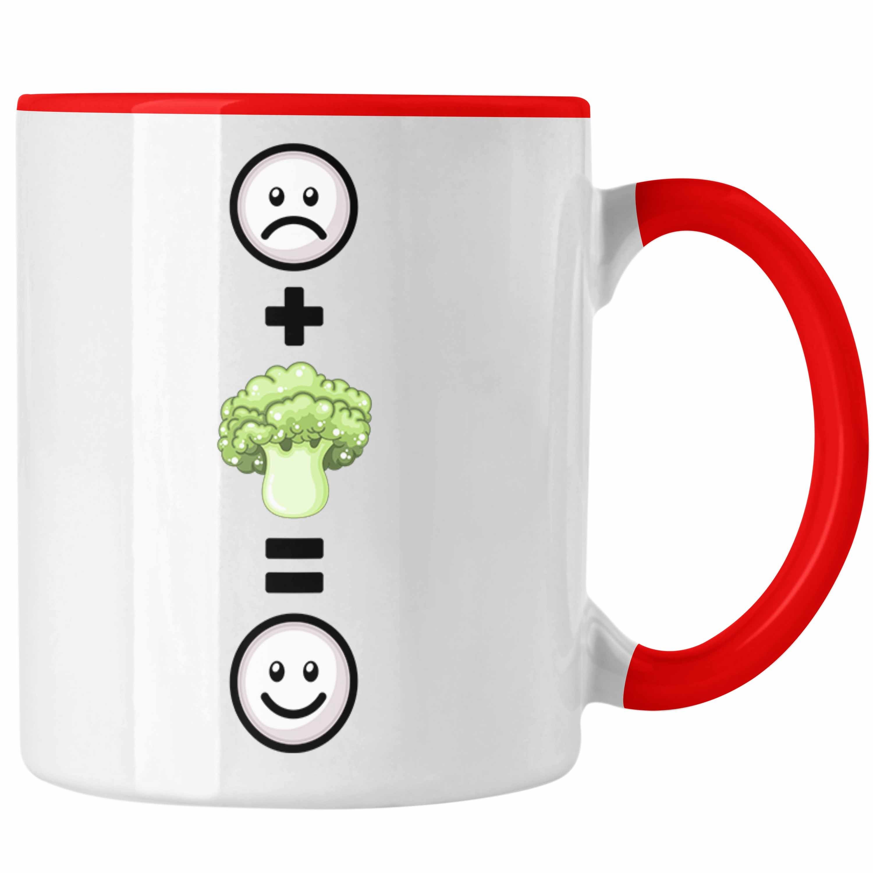 Trendation Tasse Brokkoli Tasse Geschenk für Brokkoli-Liebhaber Fans Veganer Lustige Ge Rot