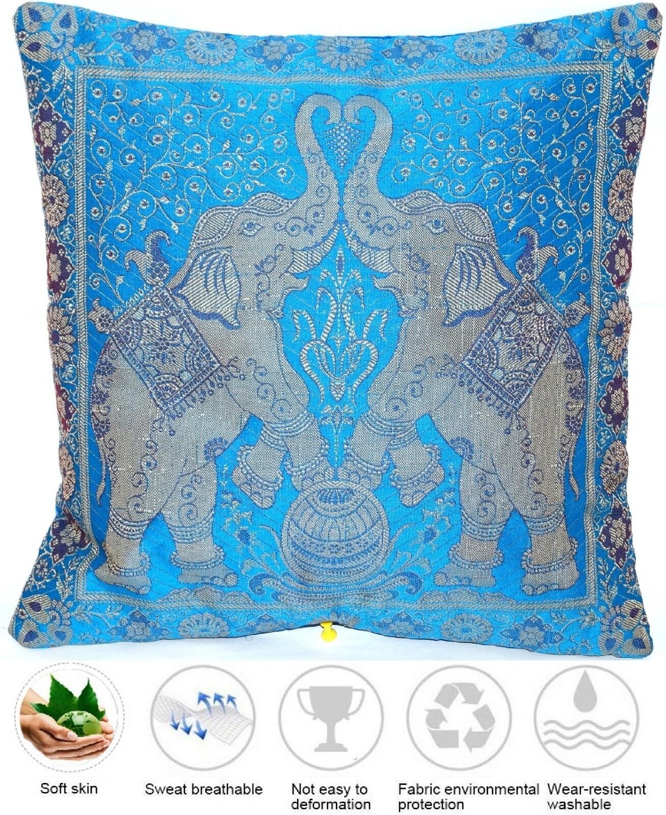 Ruwado Dekokissen - Handgefertigt Kissenbezug aus Indische Banarasi Seide - 40cmx40cm, Handgewebt und Handgenäht aus Indien