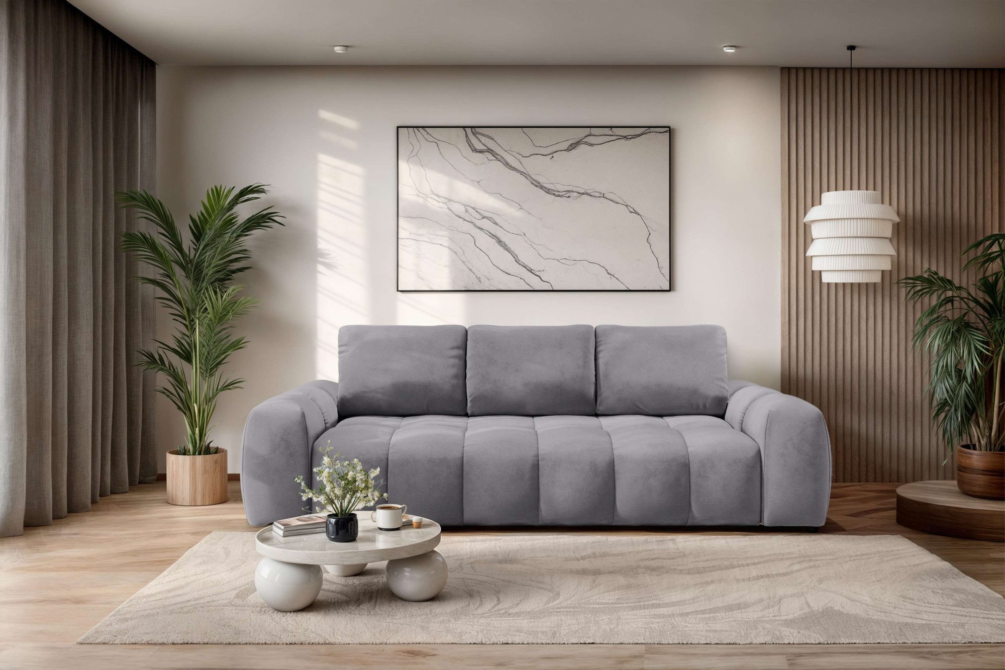 OTTO home 3-Sitzer AZITA optionale Schlafsofa mit Bettkasten, Breite 253cm, Sofa mit Wellenunterfederung, Bubble-Optik, Verlässliche Qualität