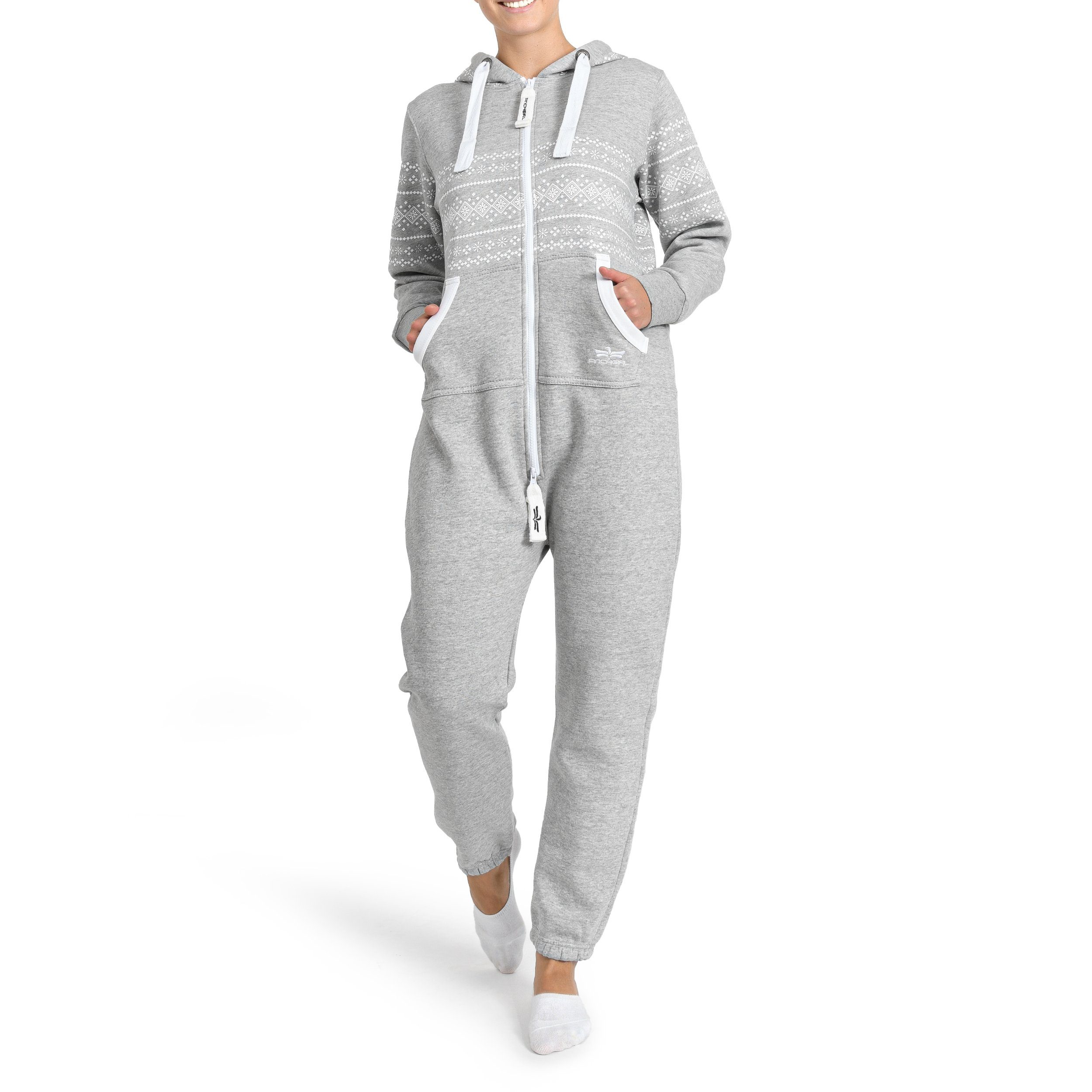 Jogging Einteiler Training Jumpsuit Finchgirl Anzug Overall FG117 Jumpsuit Damen Hellgrau