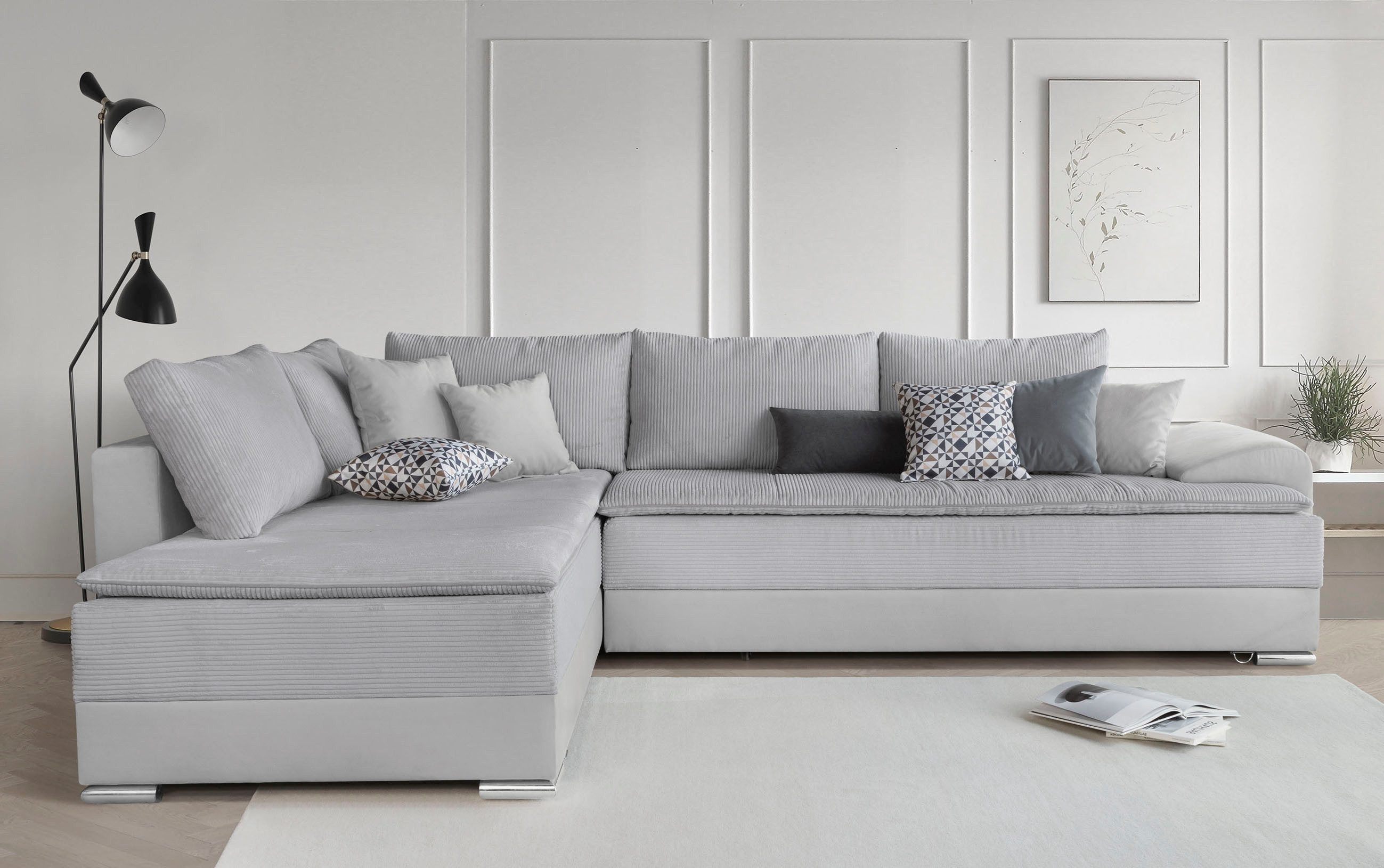 Home affaire Ecksofa Night & Day L-Form, B: 324 cm, Dauer-Schlaffunktion und Armlehne, Schlaffunktion & Bettkasten, Boxspringbett 180x200 cm
