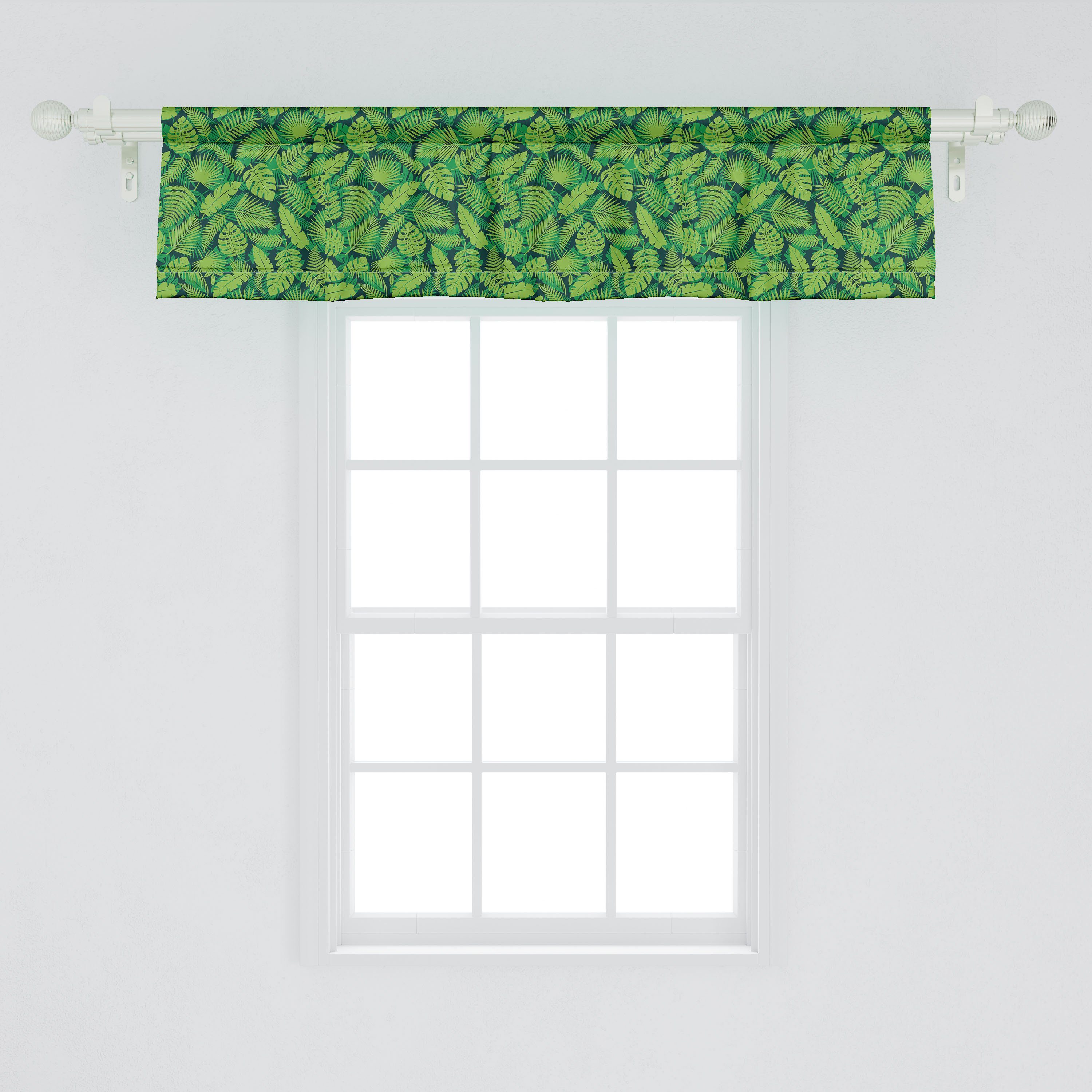 Schlafzimmer mit Vorhang Blätter Stangentasche, Dekor Volant Küche Hawaii Abakuhaus, Microfaser, Dschungel-Laub für Tropic Scheibengardine