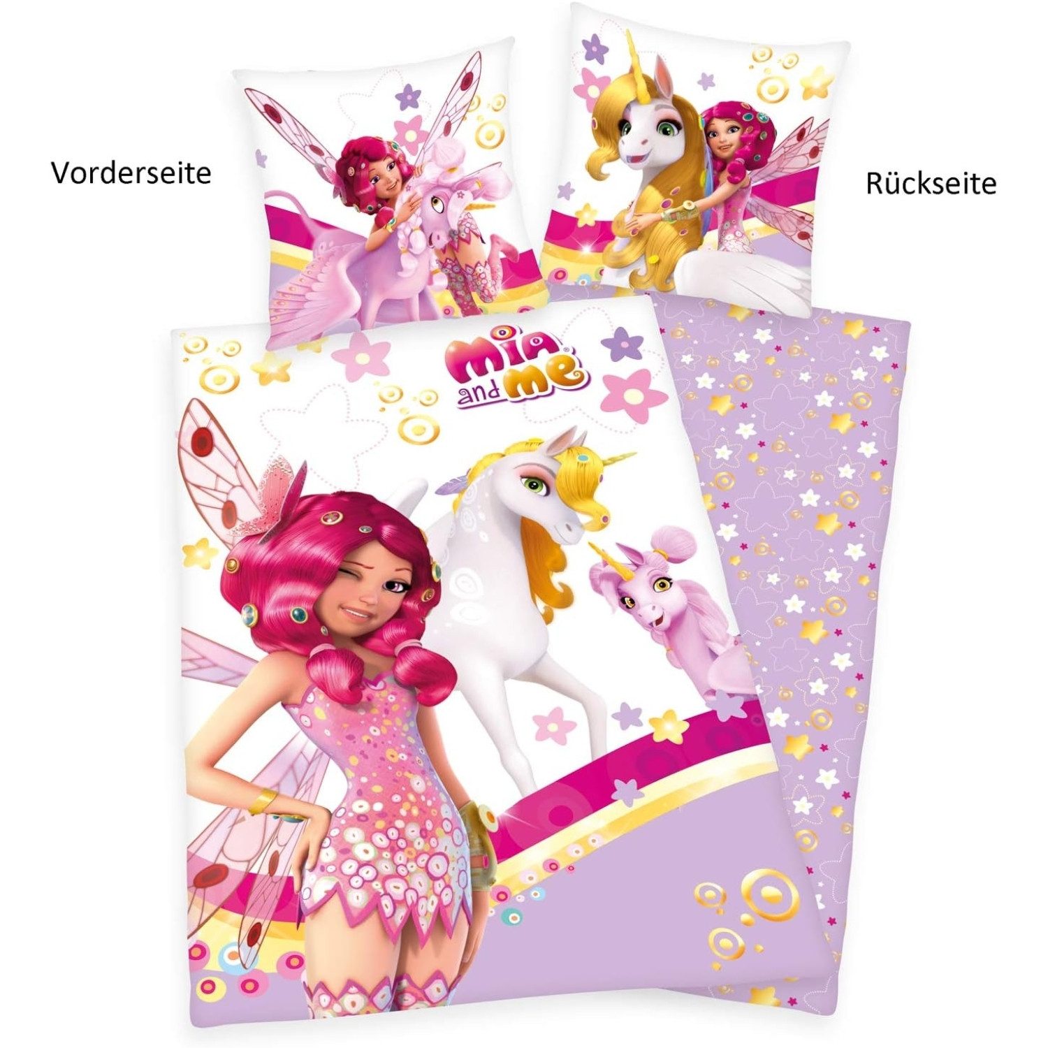 Herding Kinderbettwäsche MIA & ME Kinder Bettwäsche Set Einhorn Wendebettbezug Decke 135x200 c, Renforcé, 2 teilig, 100% Baumwolle – Bild 3 von 5