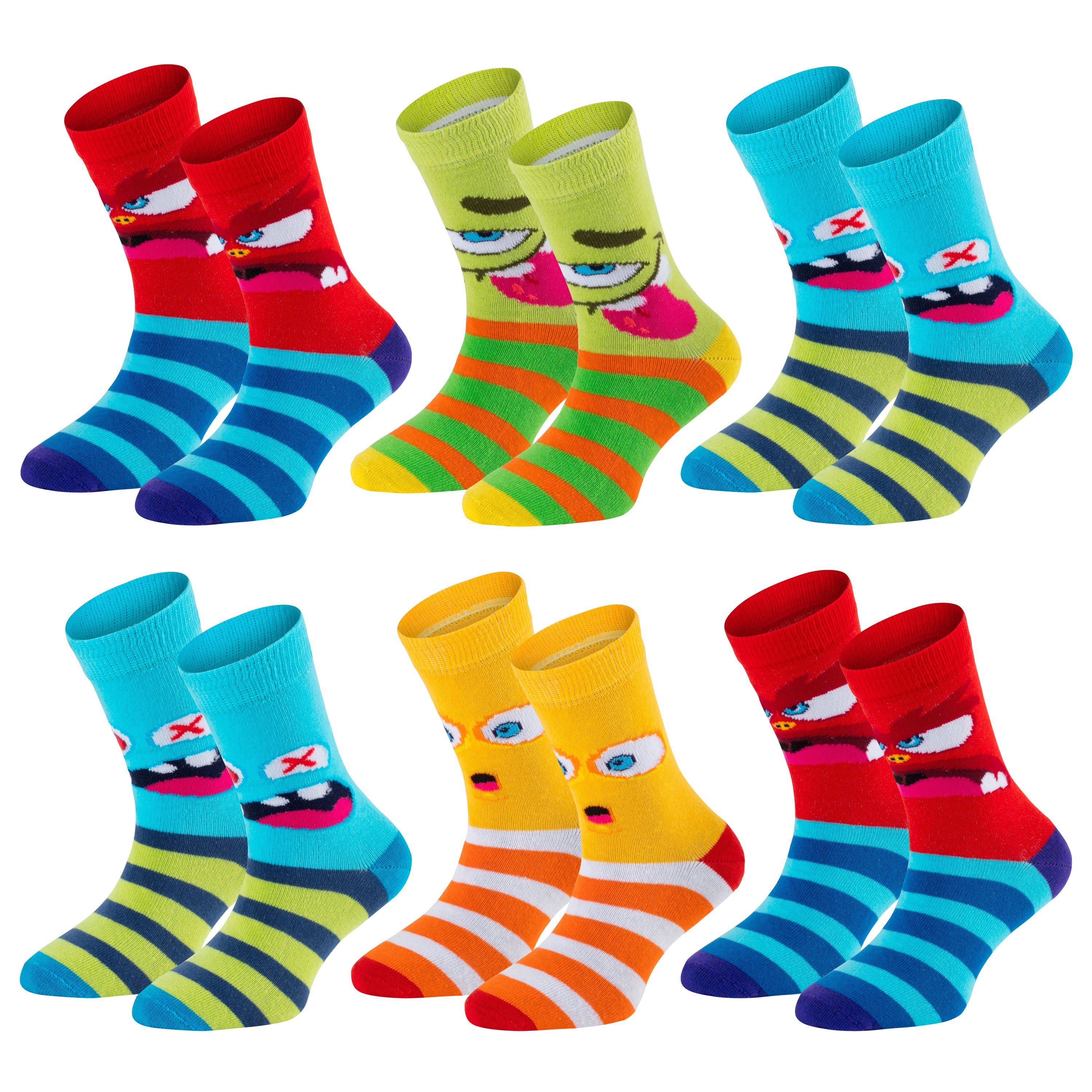 Socken 6 Paar bunte Kindersocken, sanfte Baumwolle, für Mädchen & Jungen