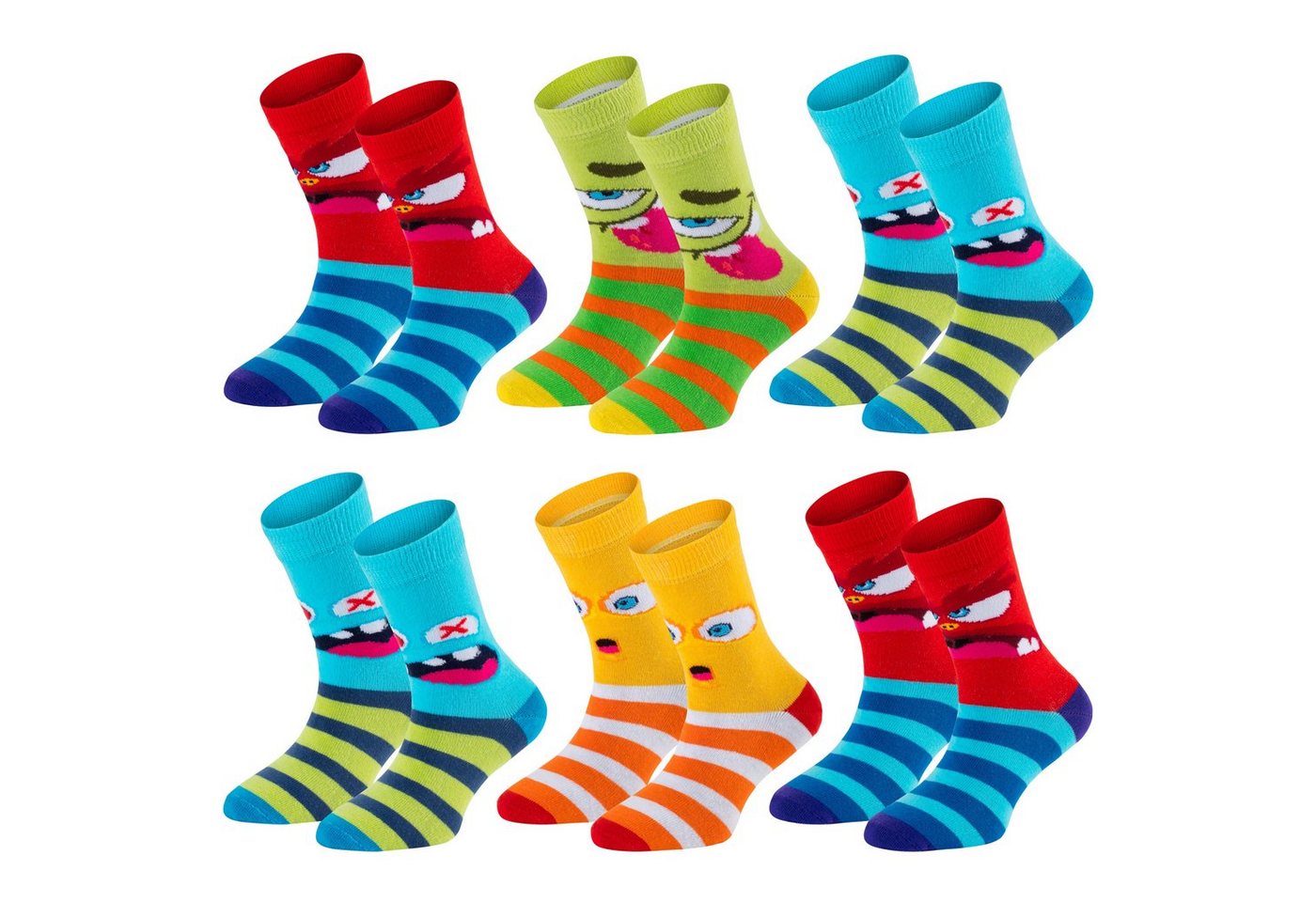 TippTexx 24 Socken 6 Paar bunte Kindersocken, sanfte Baumwolle, für Mädchen & Jungen (6 Paar) handgekettelte, weiche Naht