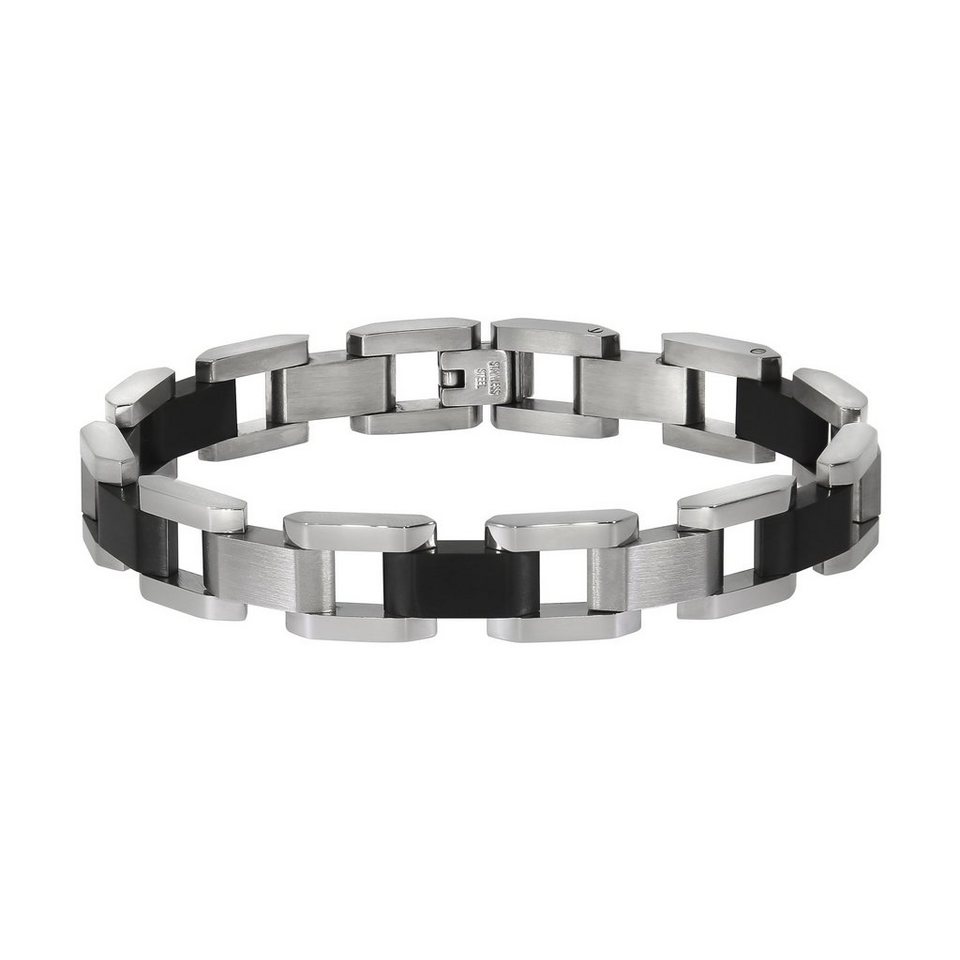 Zeeme Armband Edelstahl poliert matt zweifarbig schwarz, Oberfläche poliert/matt,  zweifarbig silber/schwarz