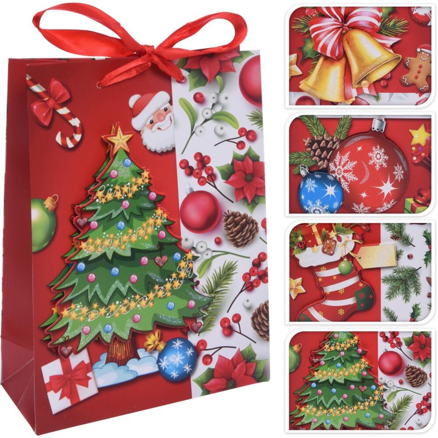 BURI Geschenkpapier Stück 24 Präsentbeutel weihnachtliche Geschenktaschen große 3D-Effekt