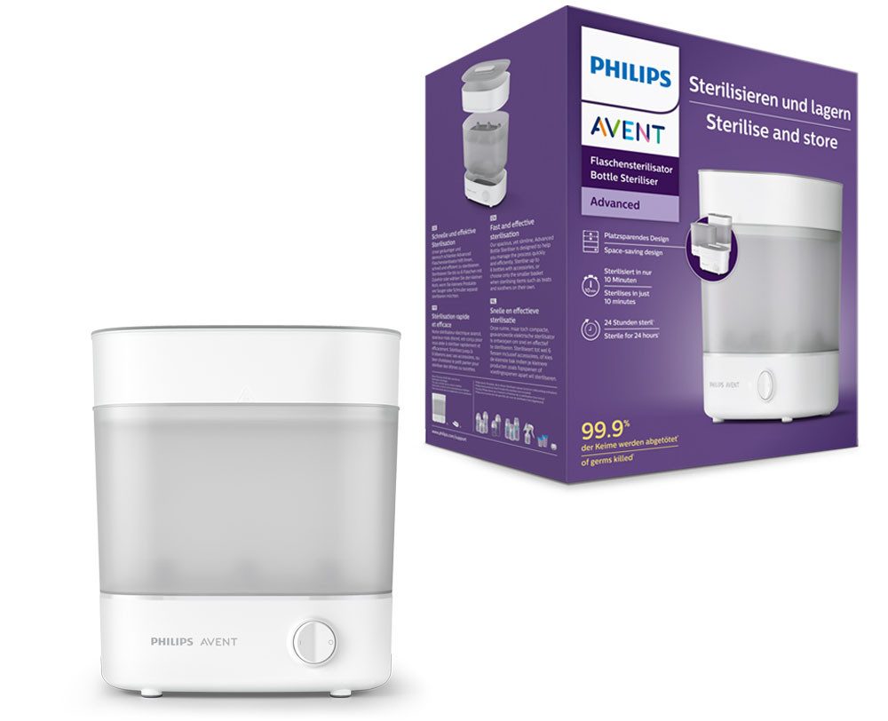 Philips AVENT Dampfsterilisator SCF291/00, Advanced Flaschensterilisator weiß