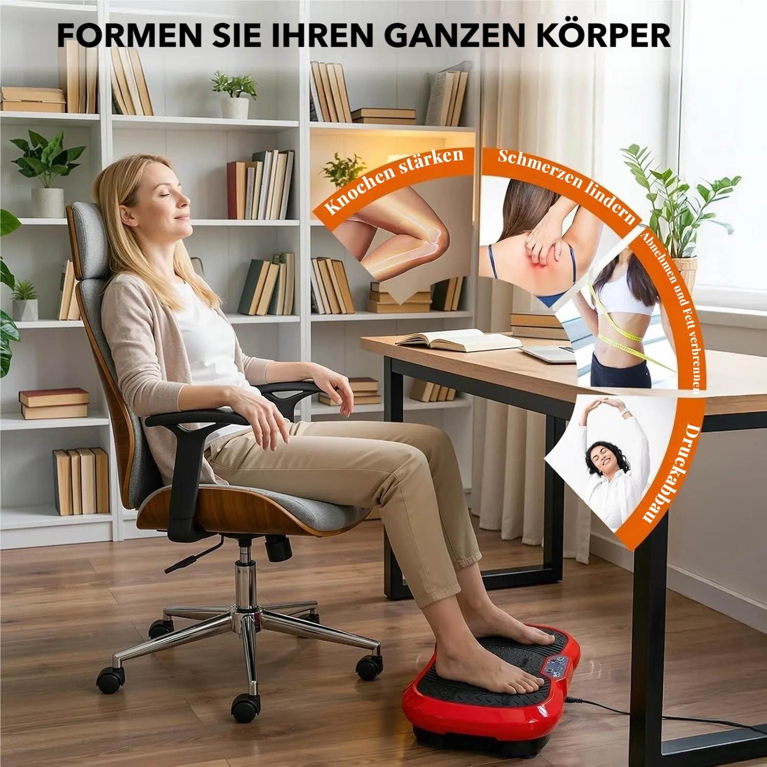 TLGREEN Vibrationsplatte Größe 68x38x14/59x34x13cm,Bis 120KG, 200,00 W, 120 Intensitätsstufen, (mit Trainingsbandern, Ganzkörpertraining zu Hause), Ultra leisem Motor, Fernbedienung, Seitliche Transporträder