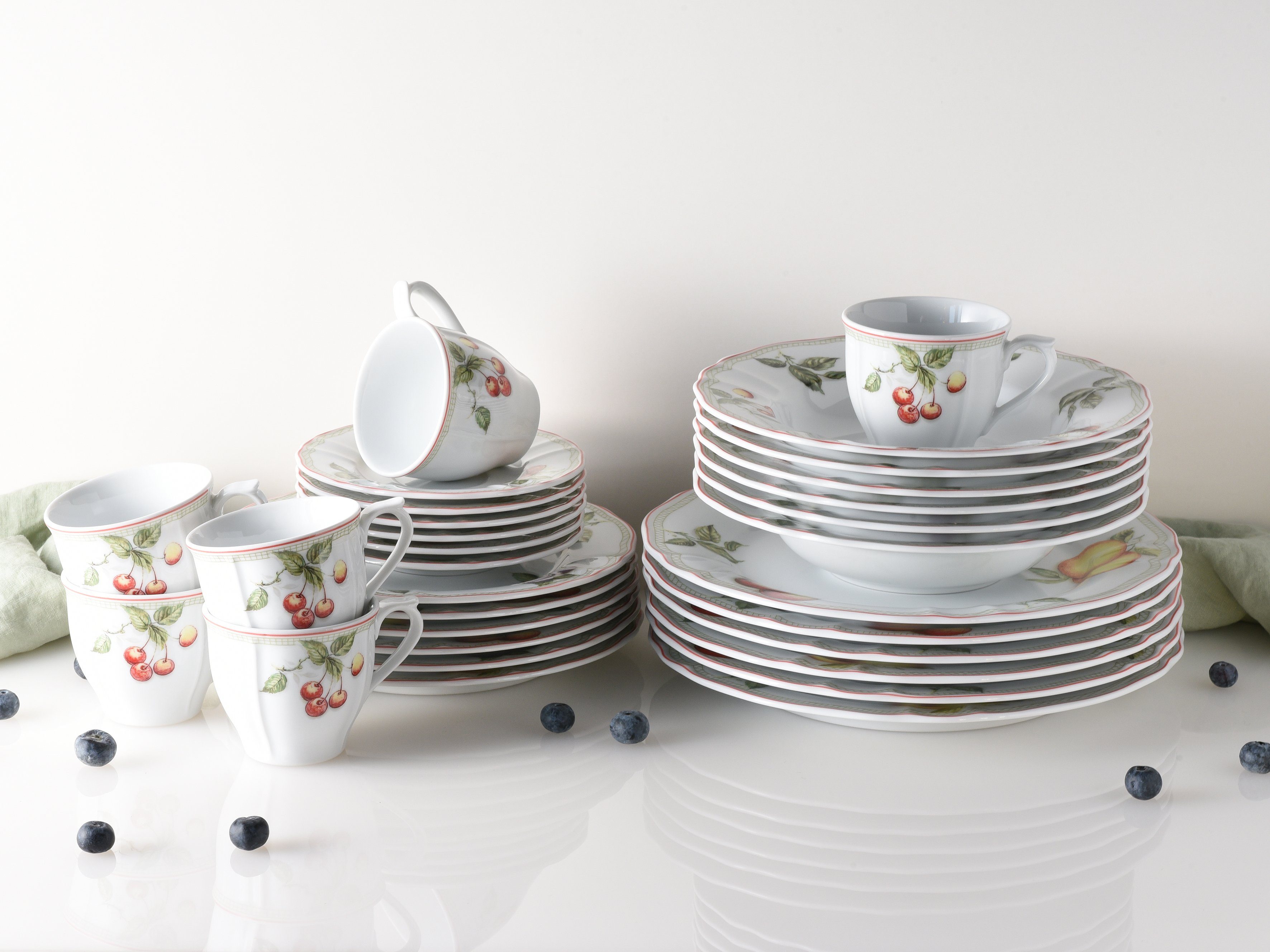 CreaTable Kombiservice Flora Orchard (30-tlg), 6 Personen, Porzellan