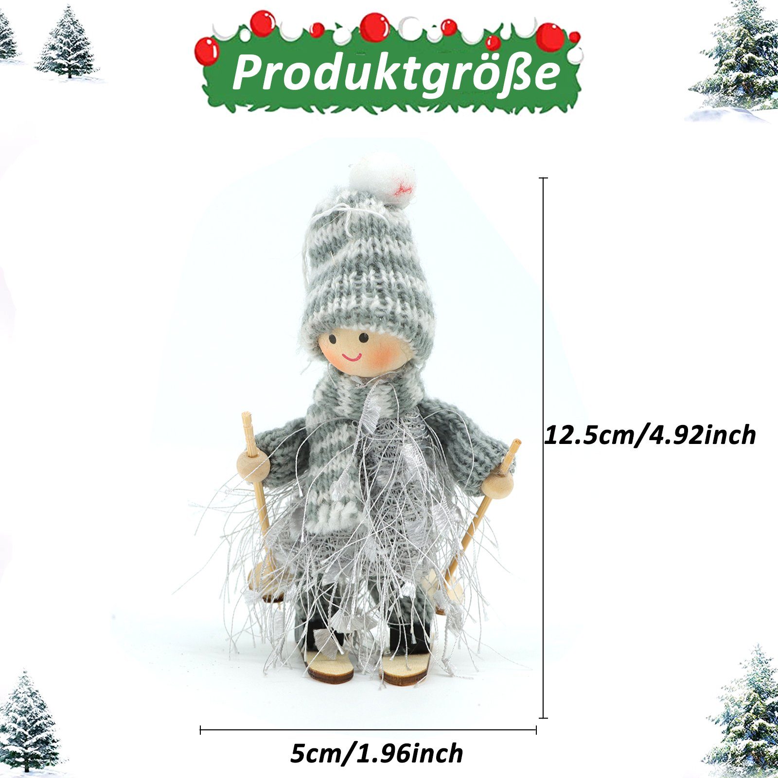 Bezaubernde als Dekofigur St), für Weihnachtsschmuck den (6 Weihnachts-Skipuppen 6X CALIYO Anhänger Christbaum-Figuren Weihnachtsbaum