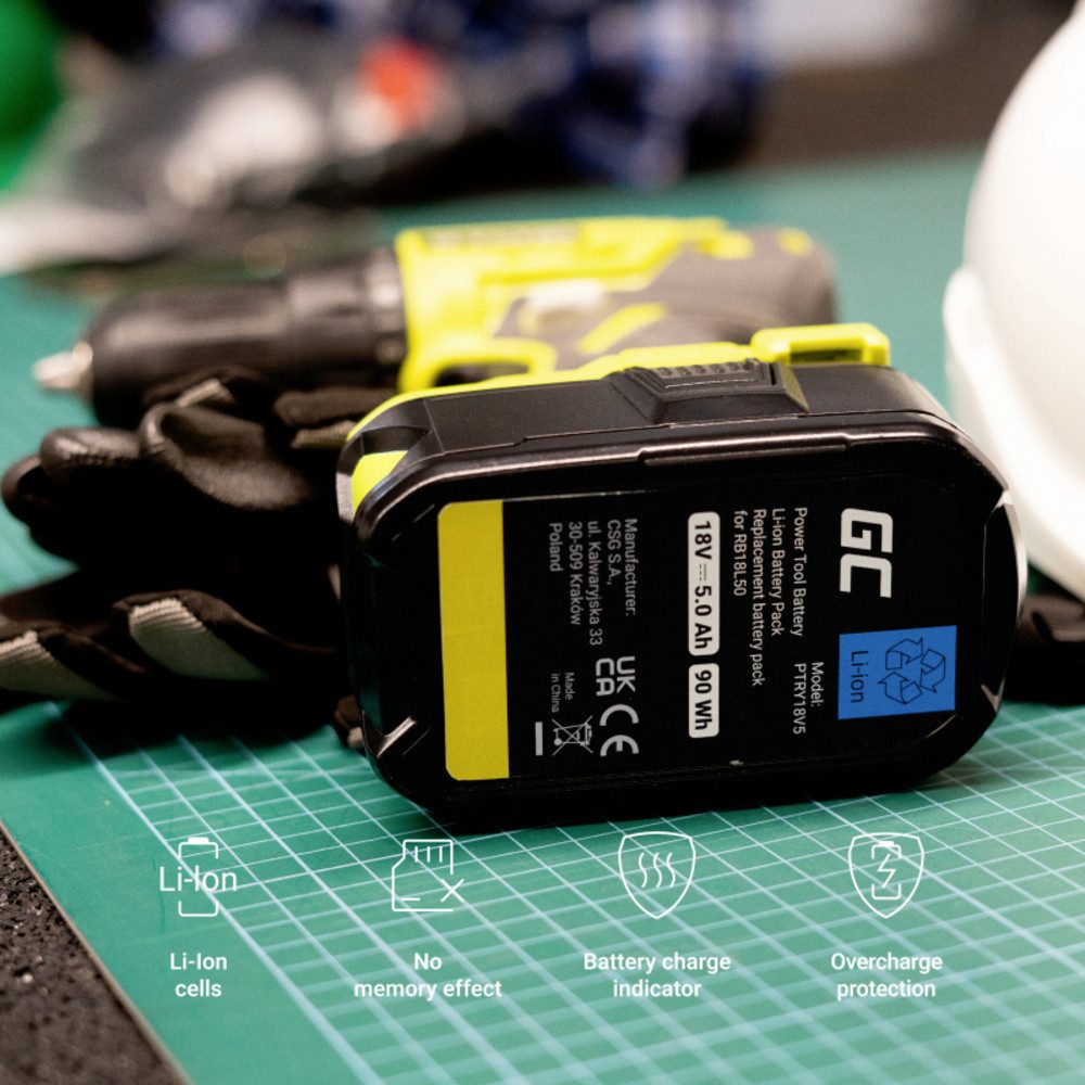 Green Cell Green Cell GC-PTRY18V5 RB18L50 Werkzeug-Akku 18 V 5.0 Ah Li-Ion Akku