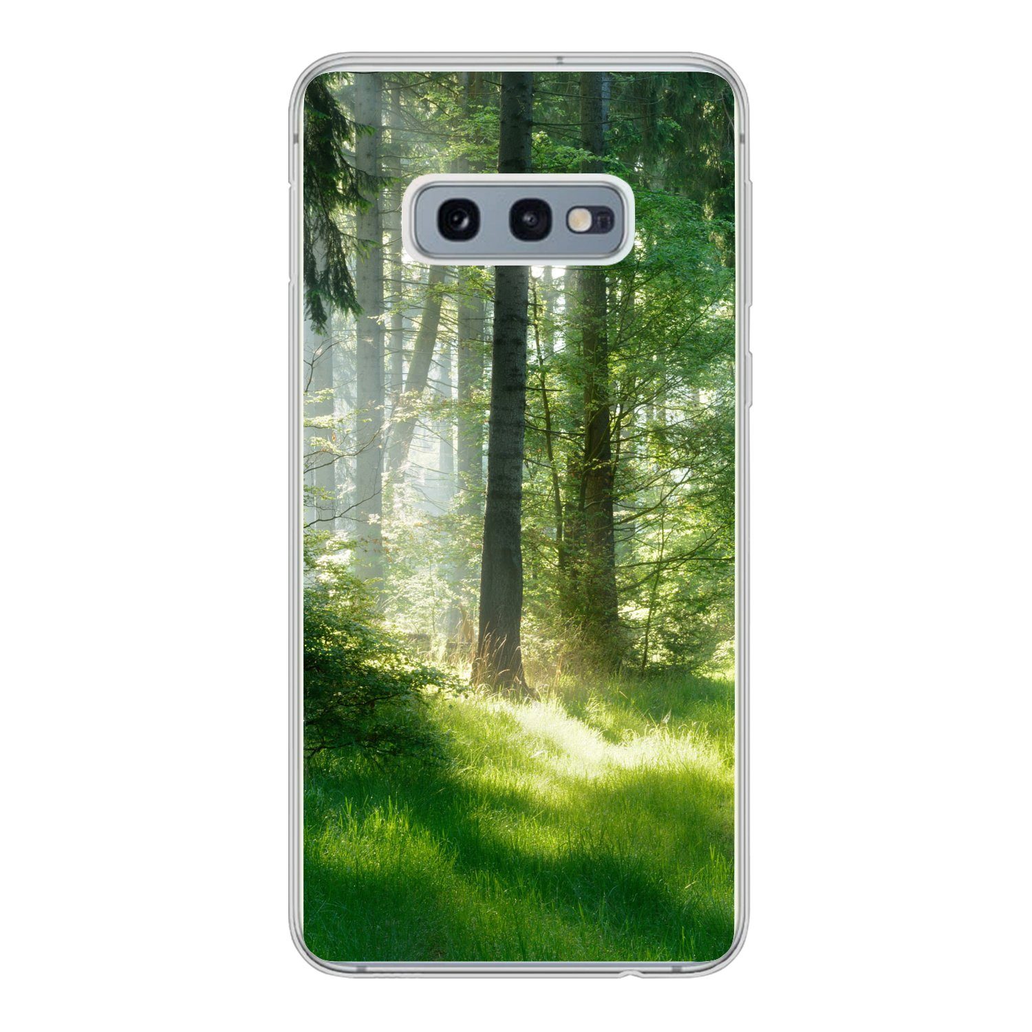 MuchoWow Handyhülle für Samsung Galaxy S10e Natur - Bäume - Wald - Grün - Sonne - Gras - P, Phone Case, Silikon, Schutzhülle Dünn