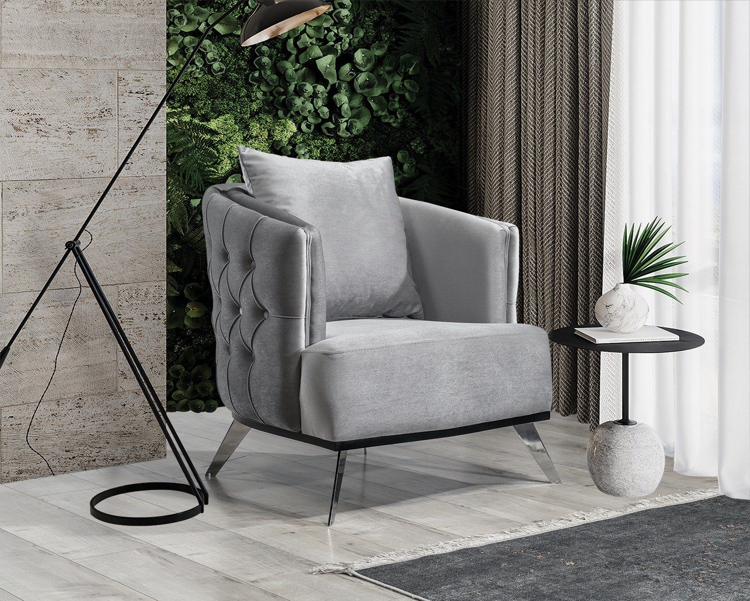Villa Möbel Sessel »Bari« (mit moderner Heftsteppung an der Rückseite,  1-St., elegante Samtoptik) online kaufen | OTTO