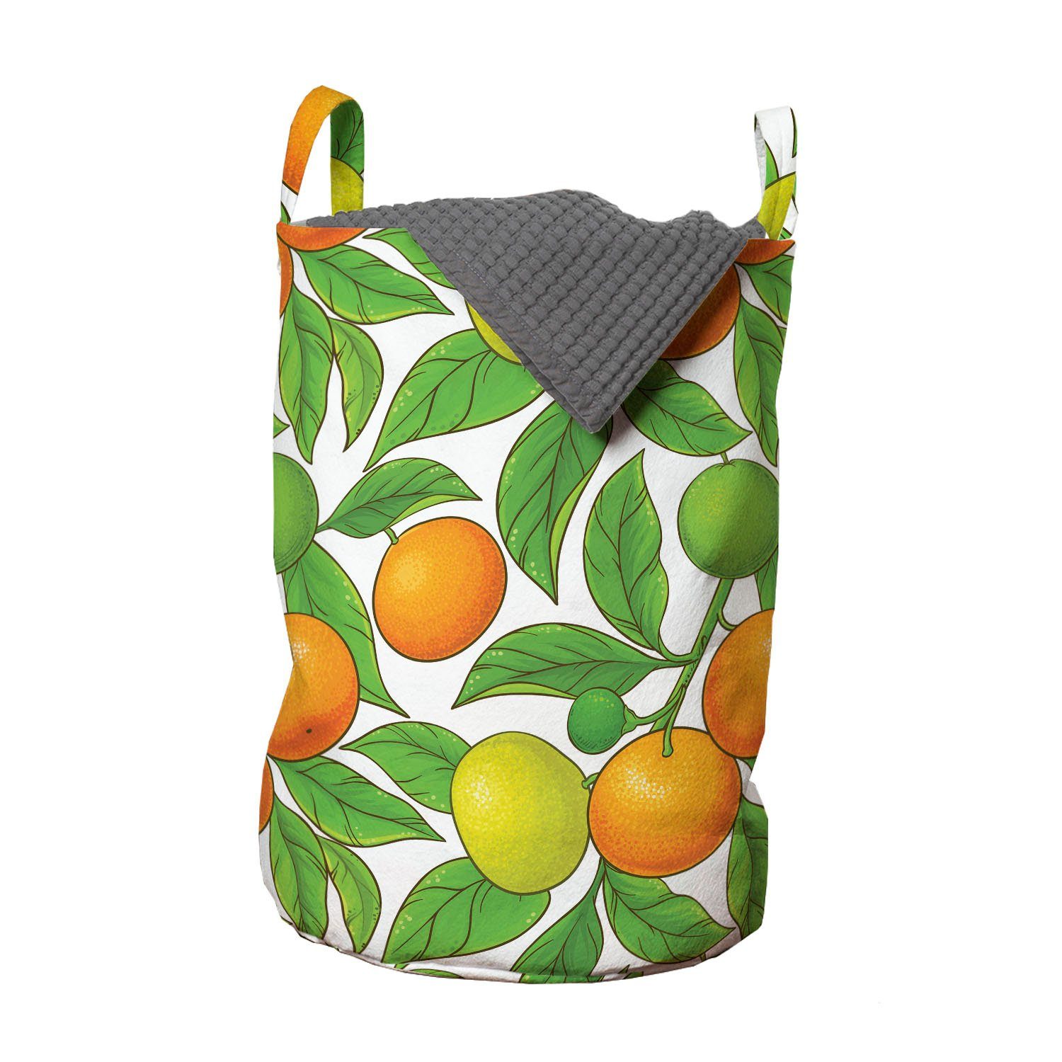 Abakuhaus Wäschesäckchen Wäschekorb mit Griffen Kordelzugverschluss für Waschsalons, Früchte Saisonale Citrus Mandarin