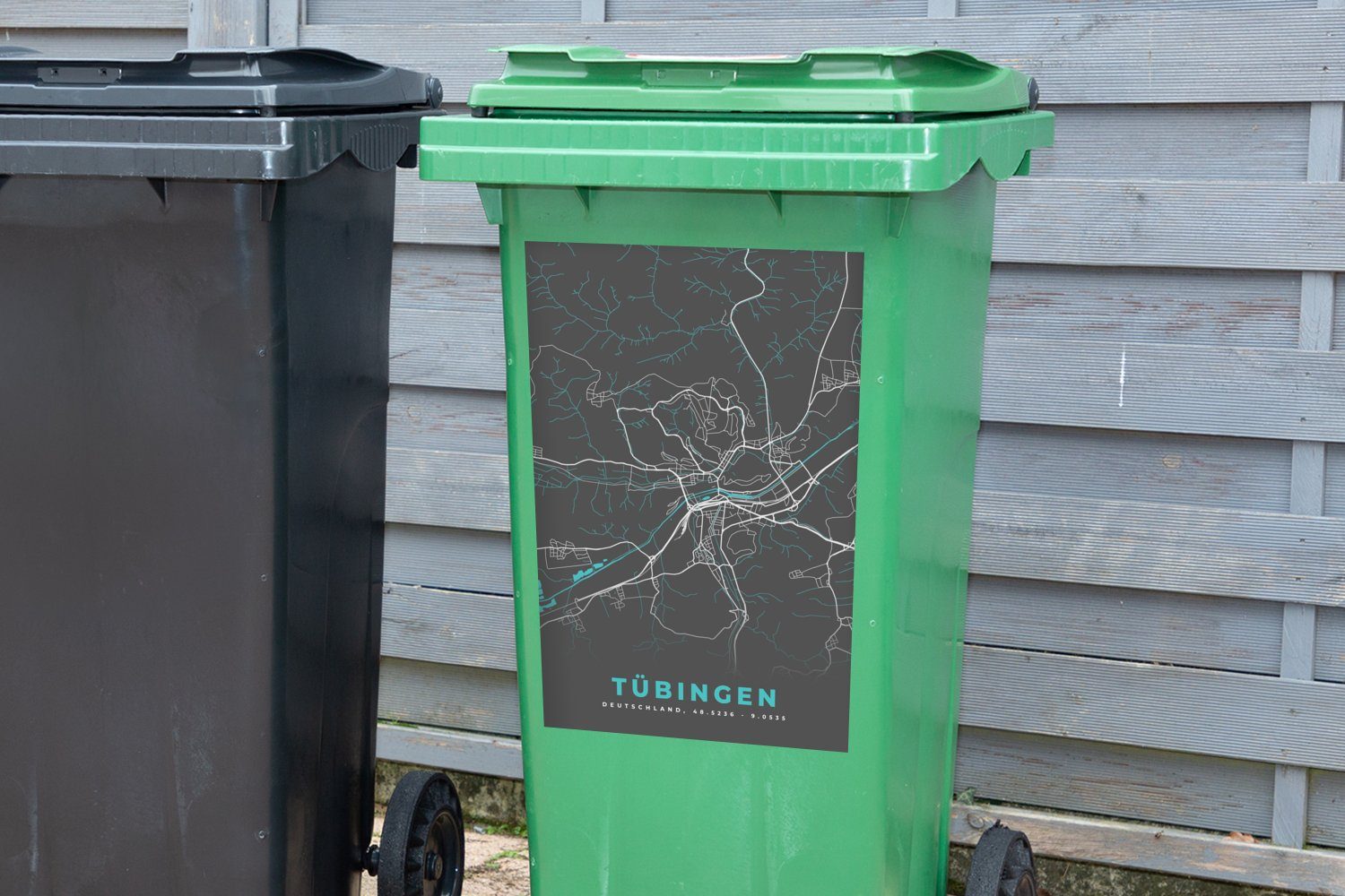 - Tübingen (1 Deutschlandkarte - Stadtplan Mülltonne, Blau St), Container, MuchoWow - Karte - Sticker, Mülleimer-aufkleber, Abfalbehälter Wandsticker