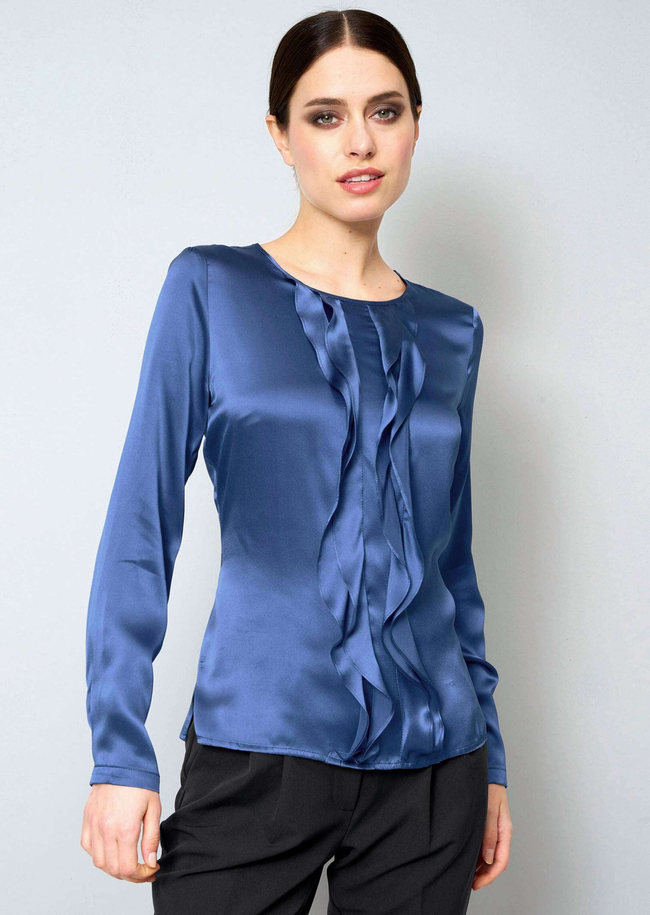 Langarmbluse Seidenbluse mit Volants