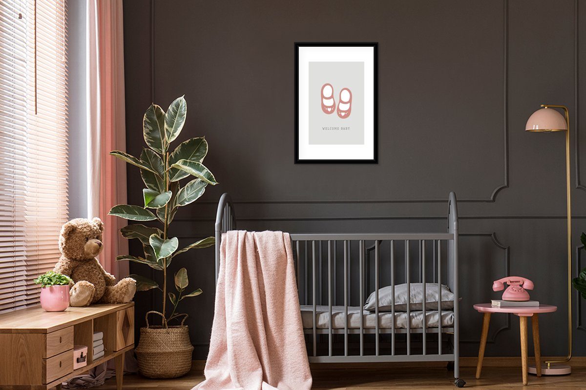 MuchoWow Poster Baby - Poster, mit Willkommen Zitate Gerahmtes St), Schwarzem - Bilderrahmen Schwangerschaft, Rahmen, - Kunstdruck, Sprichwörter Baby - (1