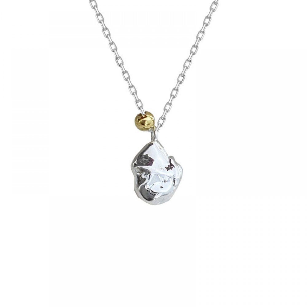 Halskette, Meteorit mit Anhänger Textur Silber Kette inkl.Geschenkbo S925 unregelmäßige Sterling Invanter