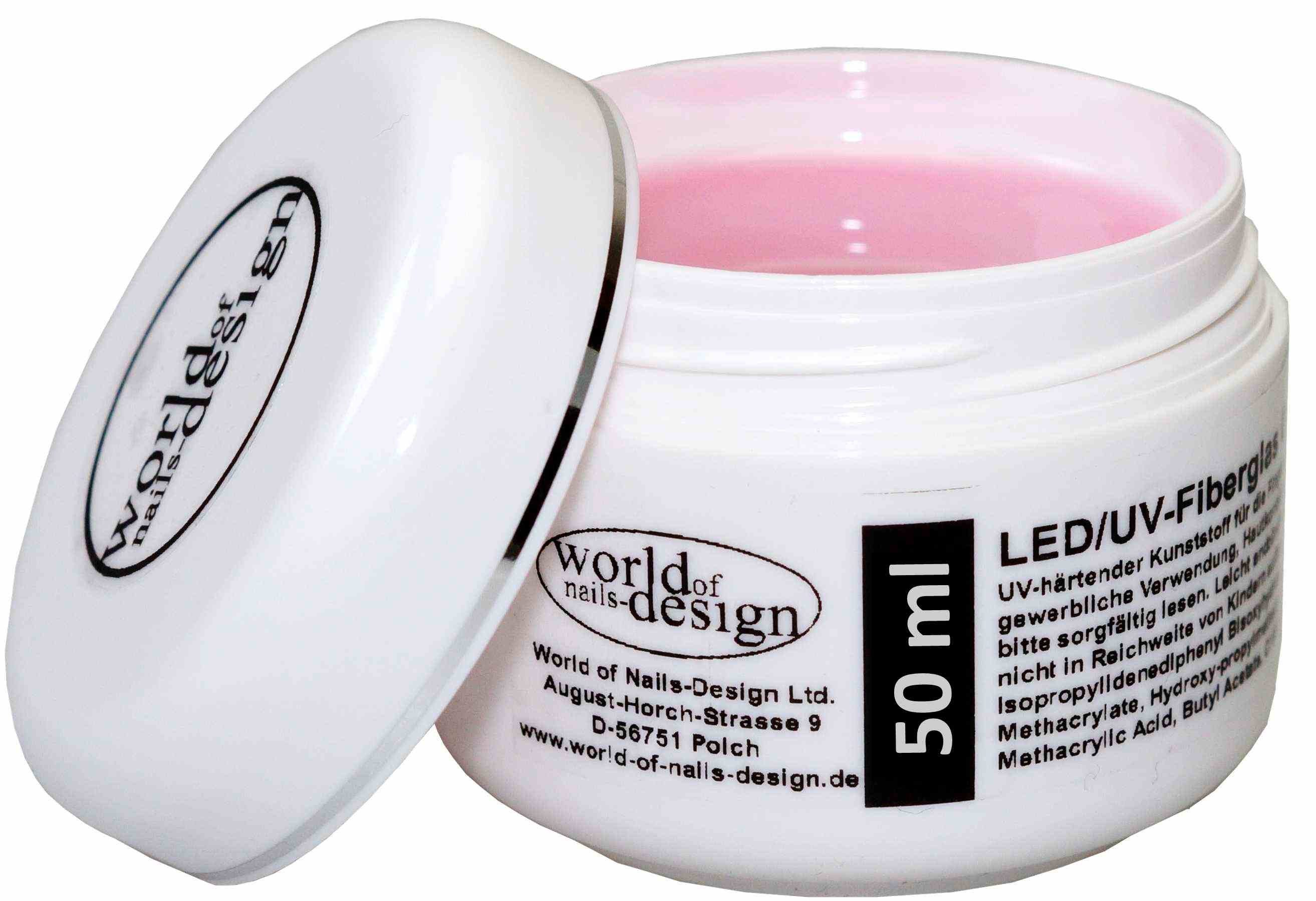 World of Nails-Design UV-Gel LED/UV-Fiberglas Gel dickviskose milchig rosa 1 Phasengel, Aufbaugel, professionell Studioqualität