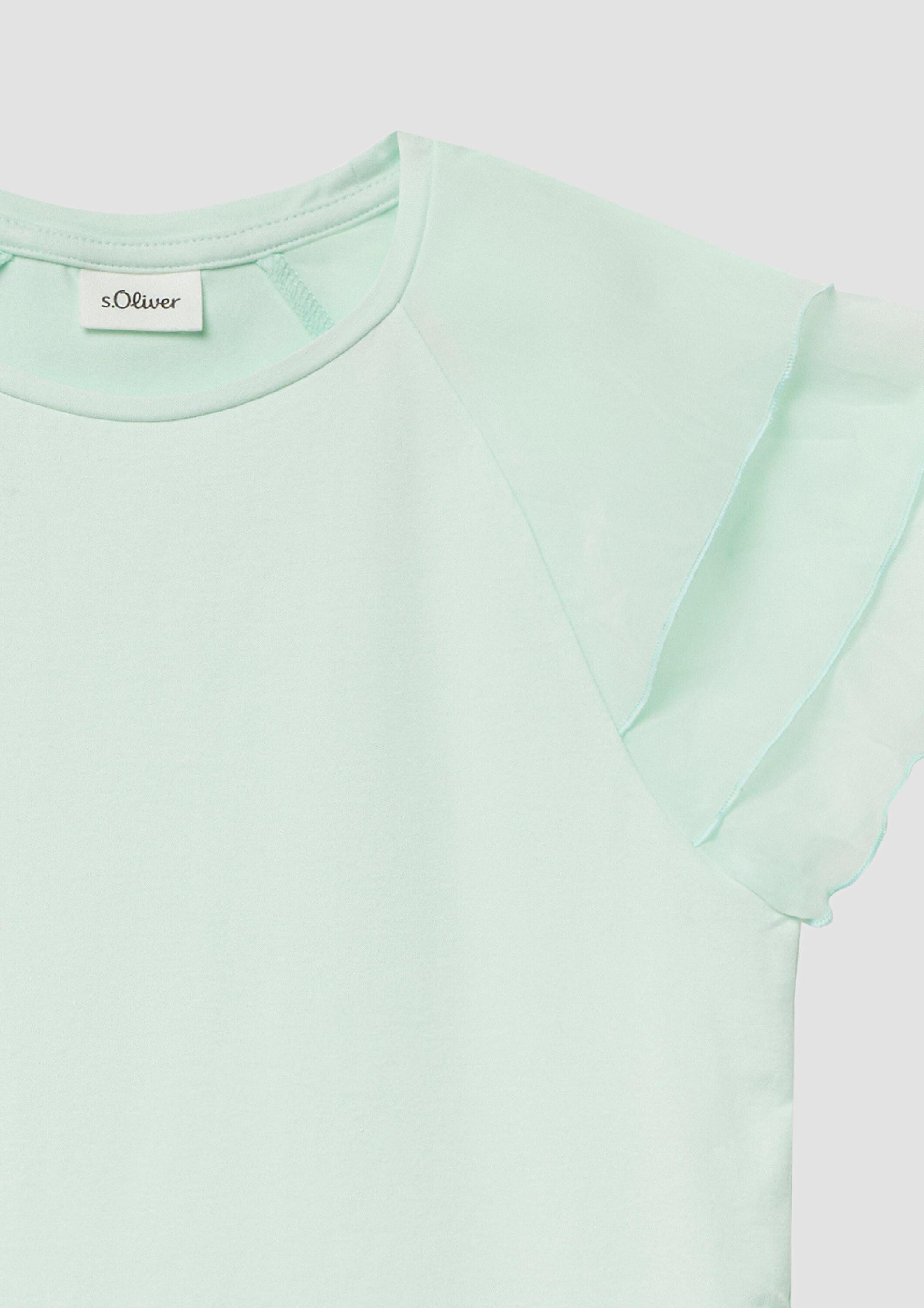 s.Oliver Kurzarmshirt T-Shirt T-Shirt mit Volantärmeln aus Chiffon