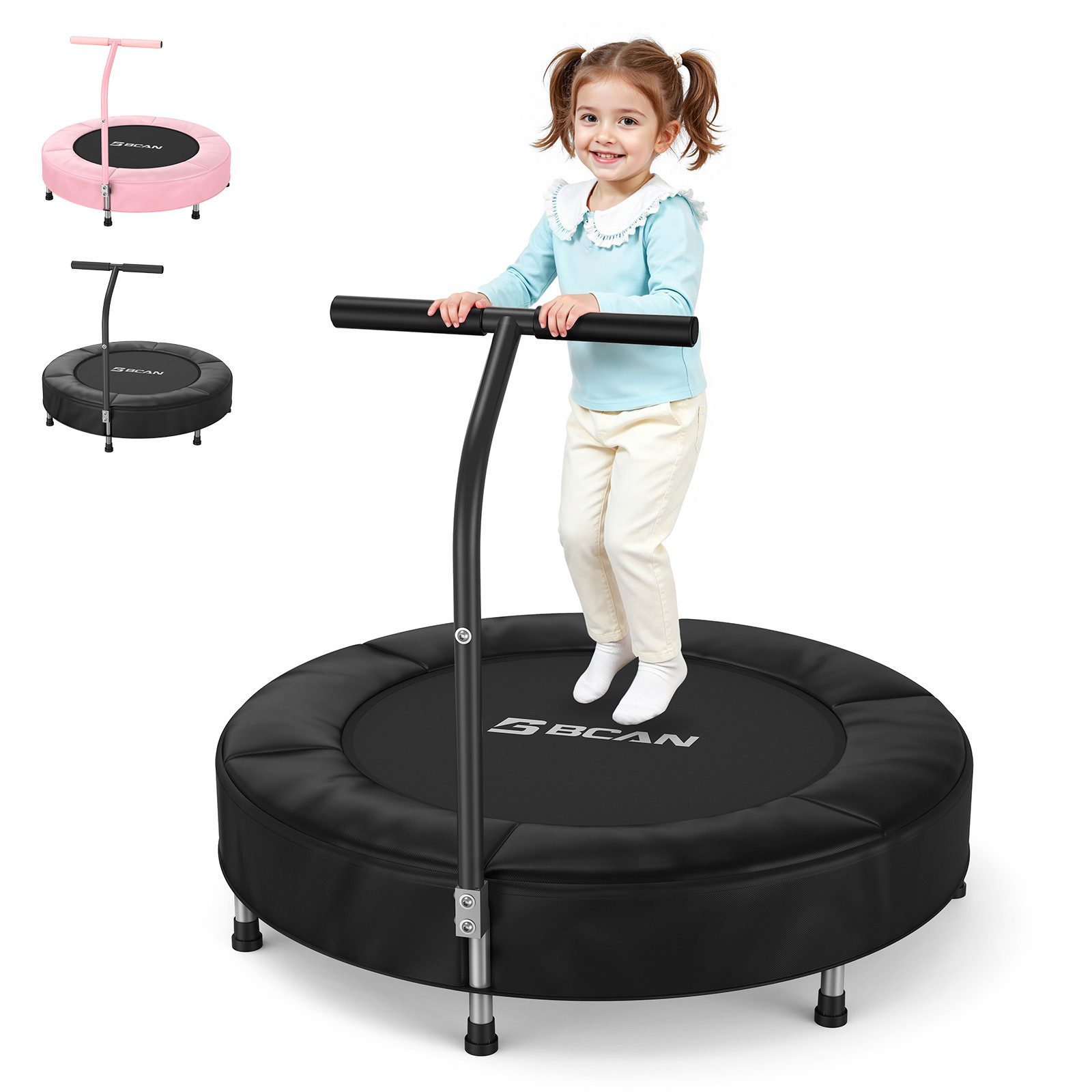 BCAN Kindertrampolin für 1-6 Jährige, mit Schaumgriff & lückenloser Polsterung, Ø 91 cm, (1 tlg), gelenkschonend für Indoor-Spiel