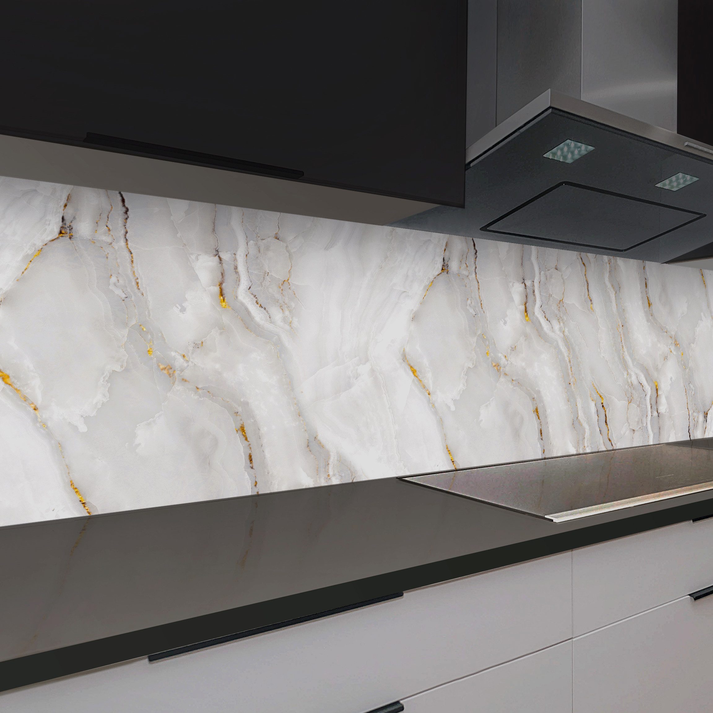 Rodnik Küchenrückwand Marmor Gold, ABS-Kunststoff Platte Monolith in DELUXE Qualität mit Direktdruck