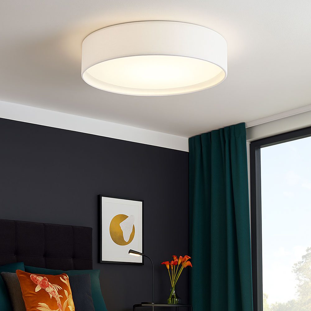 EGLO Deckenleuchte, Leuchtmittel nicht inklusive, Deckenleuchte Wohnzimmerlampe weiß Textil rund D 38 cm