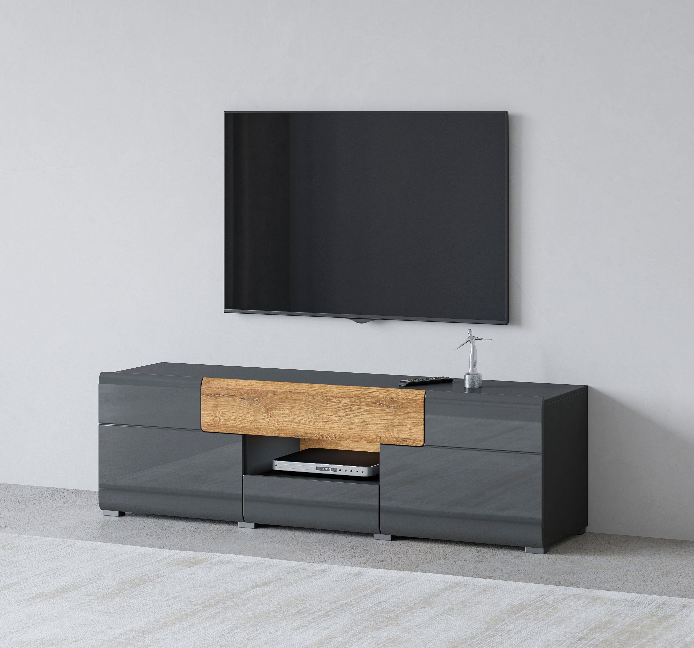 OTTO home Lowboard Toledo,Breite 159cm, trendige TV-Schrank mit dekorative Fräsungen, TV-Board ohne Beleuchtung, TV-Kommode mit viel Stauraum
