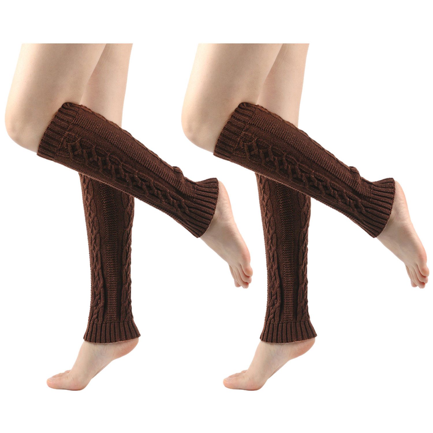 Refttenw Гетры 2 Paare Gestrickter Beinwärmer Stulpe Leg 39x9cm mit Zopfmuster
