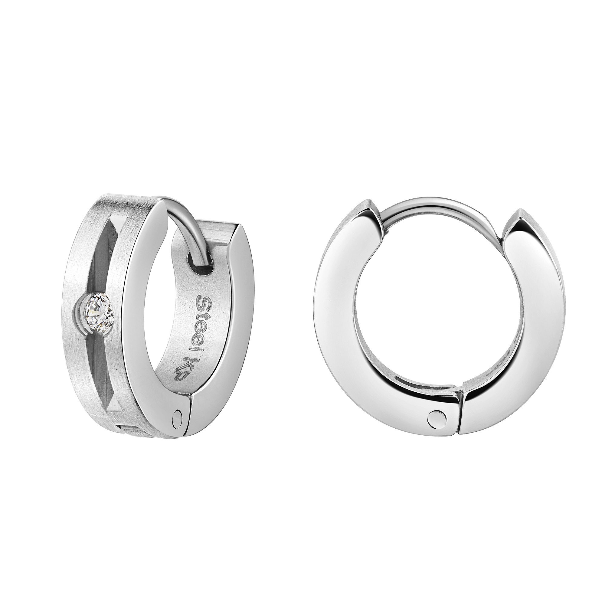 Zeeme Paar Creolen Edelstahl glanz Zirkonia günstig online kaufen