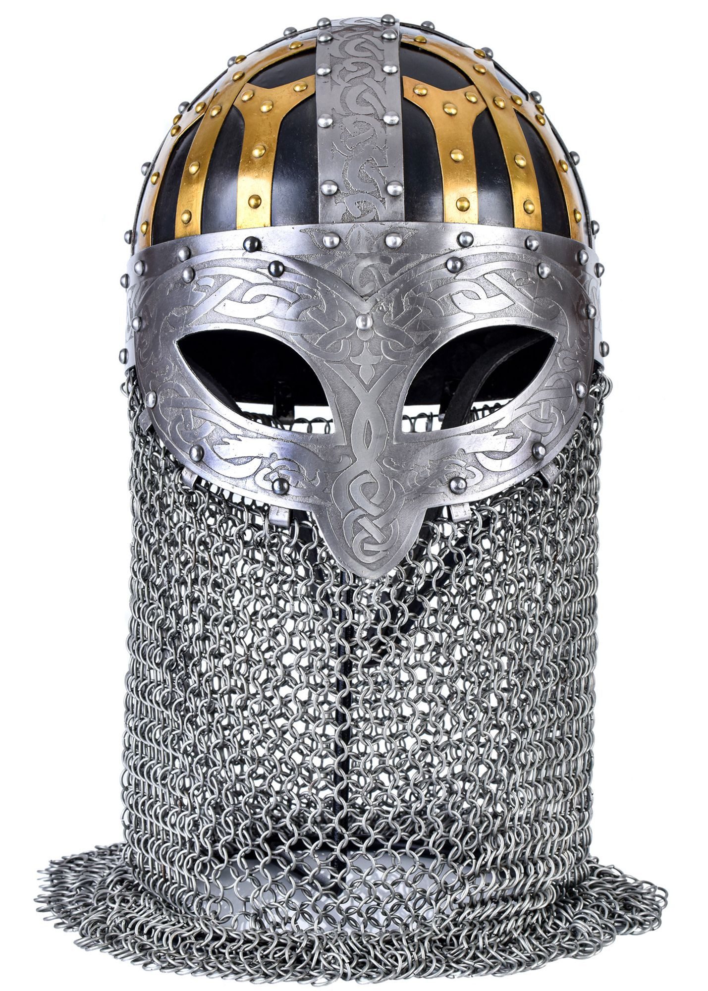 Ritter-Kostüm Wikinger Brillenhelm, Spangenhelm mit Brünne