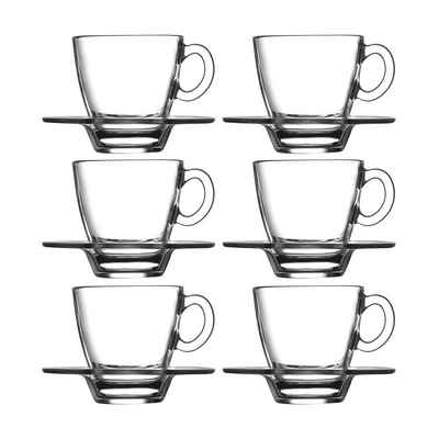 Pasabahce Teeglas »Aqua 12er Teeglas Set mit Unterteller 95040«, Glas