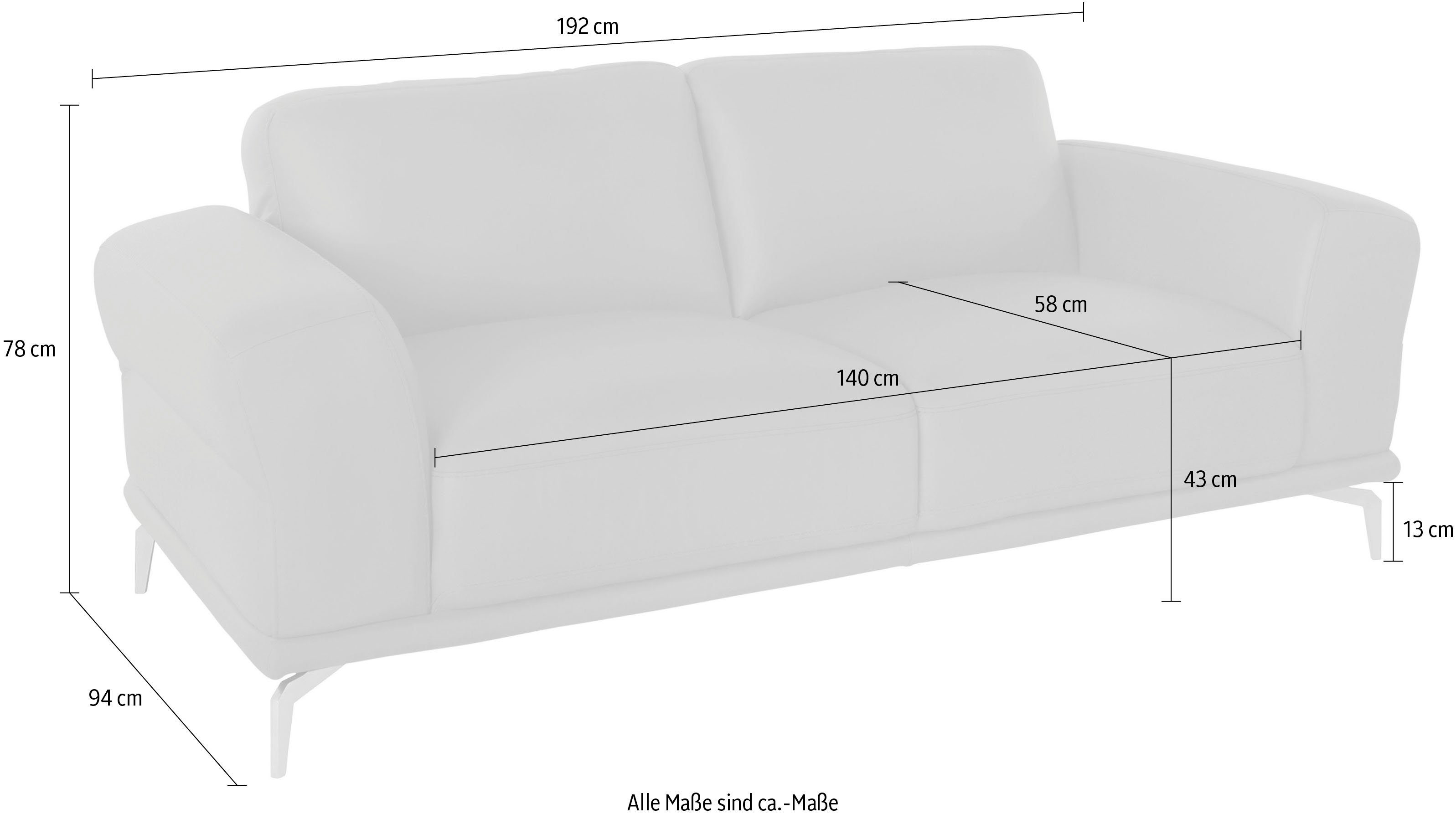 mit Metallfüßen pulverbeschichtet, W.SCHILLIG Schwarz montanaa, 2-Sitzer in 192 cm Breite