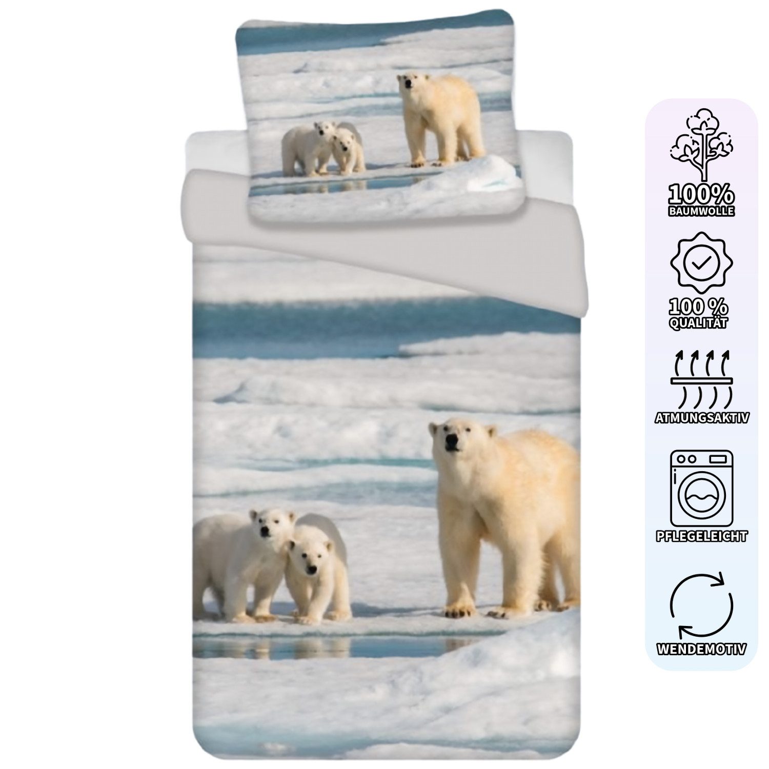 BrandMac Kinderbettwäsche Bettwäsche Set mit Eisbär 135 x 200 cm 100% Baumw günstig online kaufen