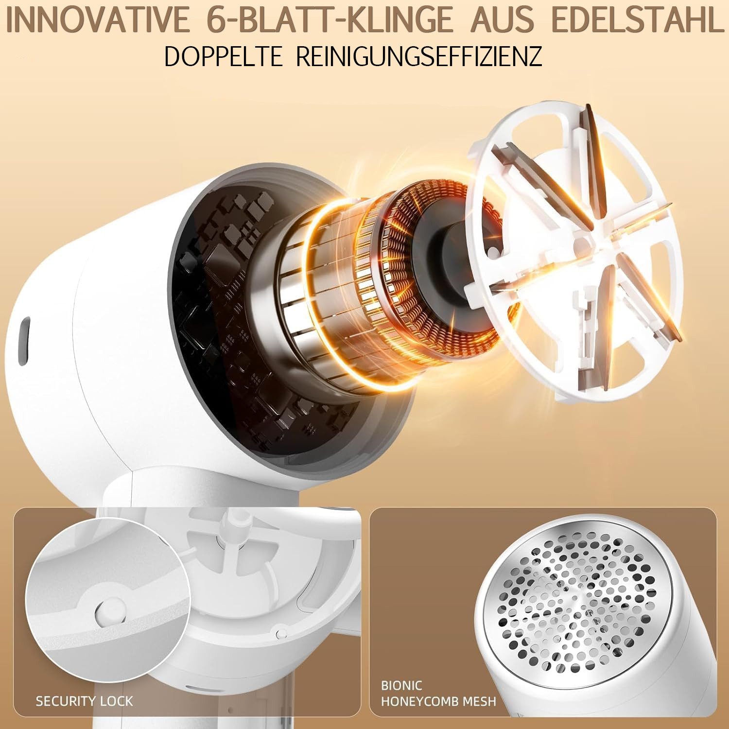 TUWENA Fusselrasierer Tragbarer Aufladbar Elektrisch Fusselentferner, LED-Anzeige, 3 Geschwindigkeiten Sind Einstellbar für Verschiedene Stoffe