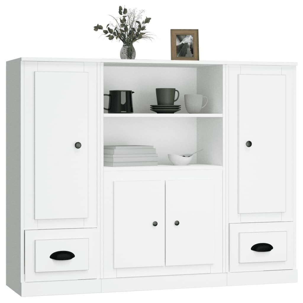 vidaXL Highboard 1035 cm Highboards 3 teilig Weiß Spanplatte