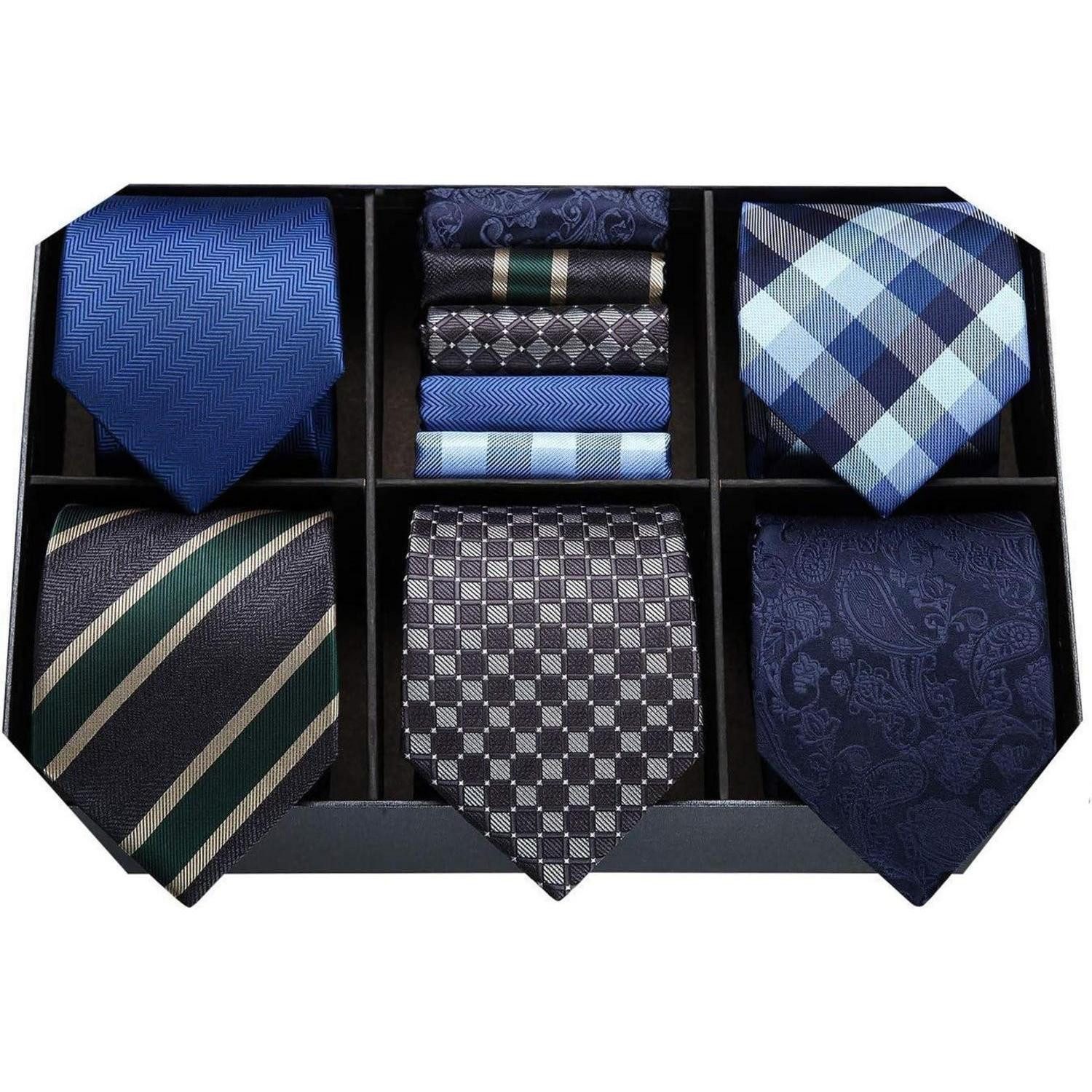 Krawatte Krawatten Set Herren 5er Seidenkrawatte Einstecktuch T5-17