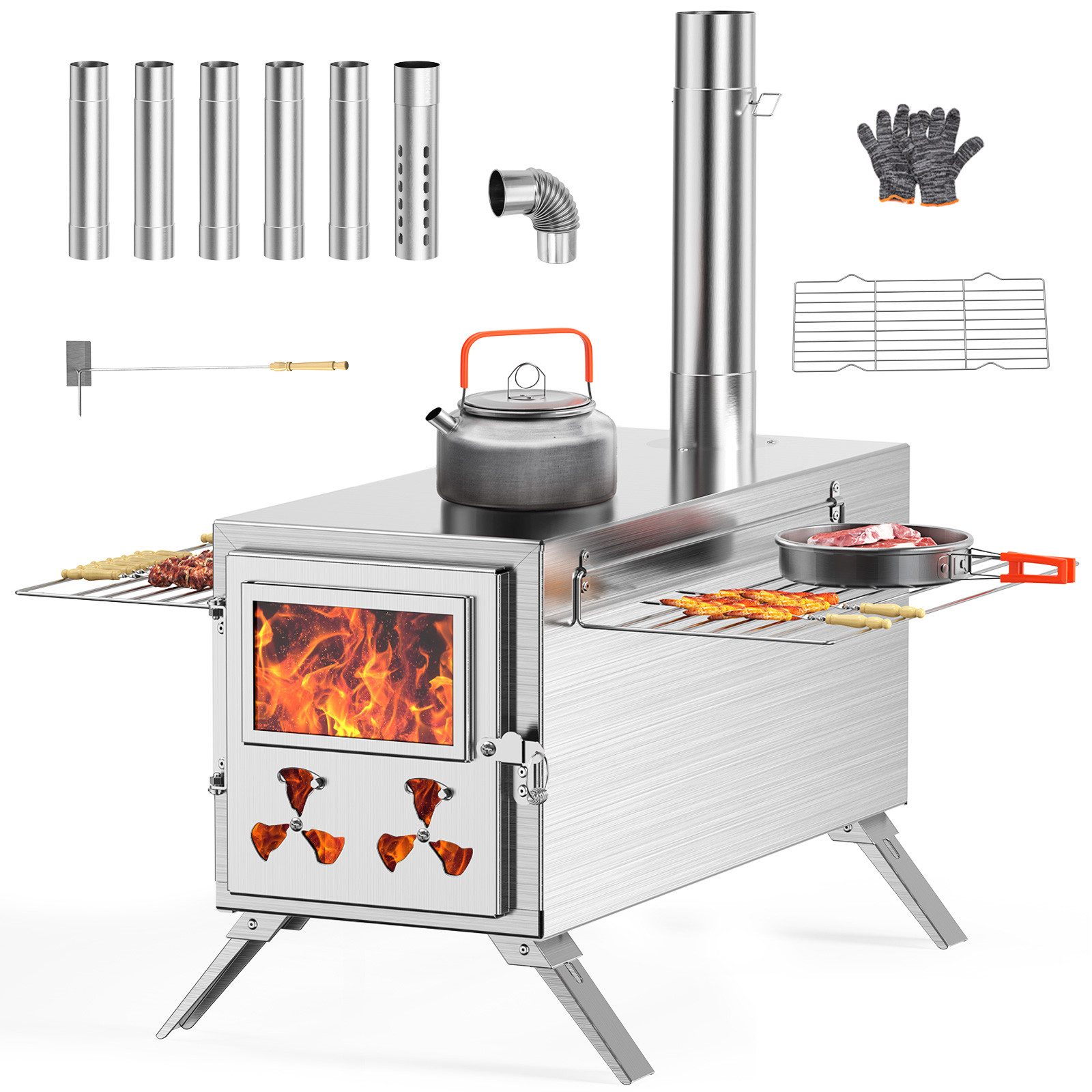 Meulbaty Feuerstelle Heißer Zeltofen, faltbarer tragbarer Holzofen für Zelt günstig online kaufen