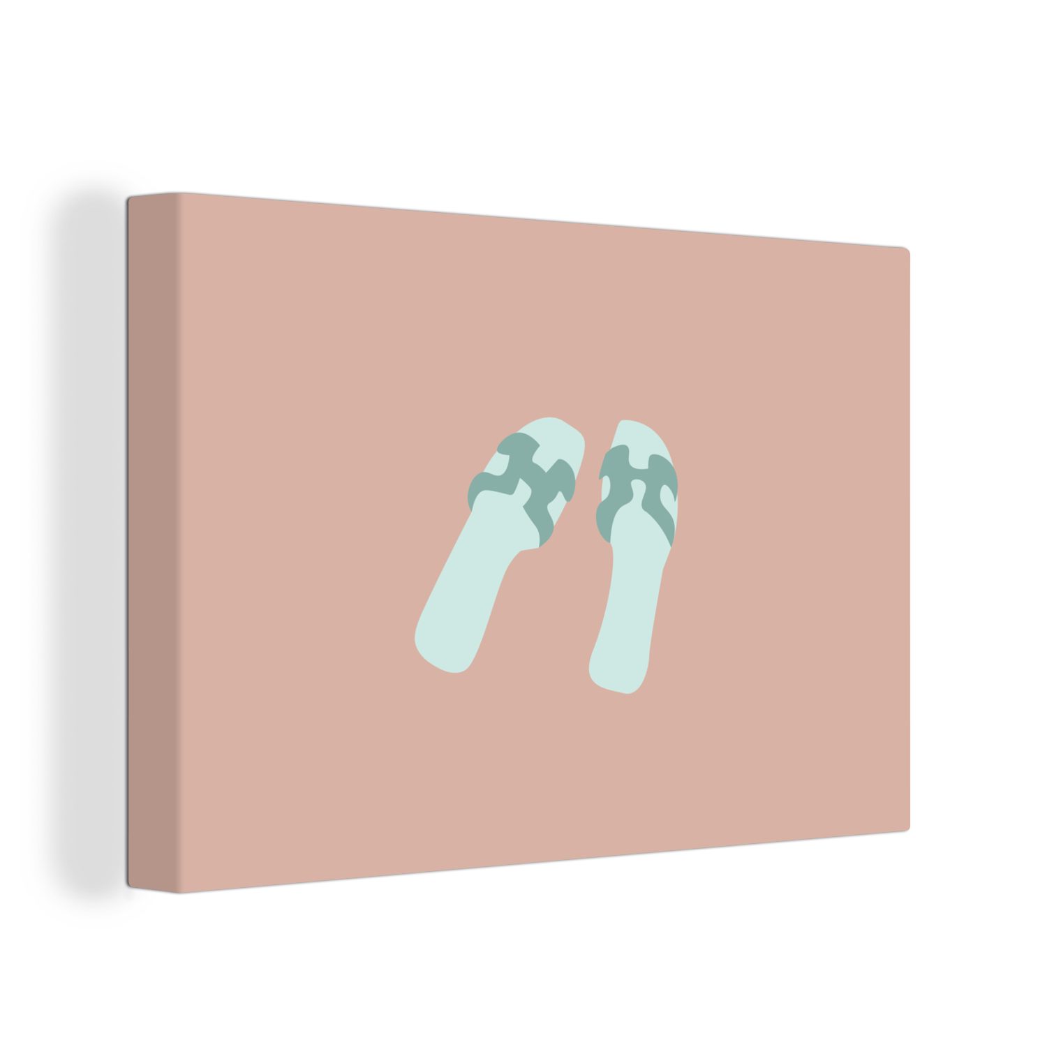 OneMillionCanvasses® Leinwandbild Sommer - Pantoffeln - Pastell, (1 St), Wandbild Leinwandbilder, Aufhängefertig, Wanddeko, 30x20 cm
