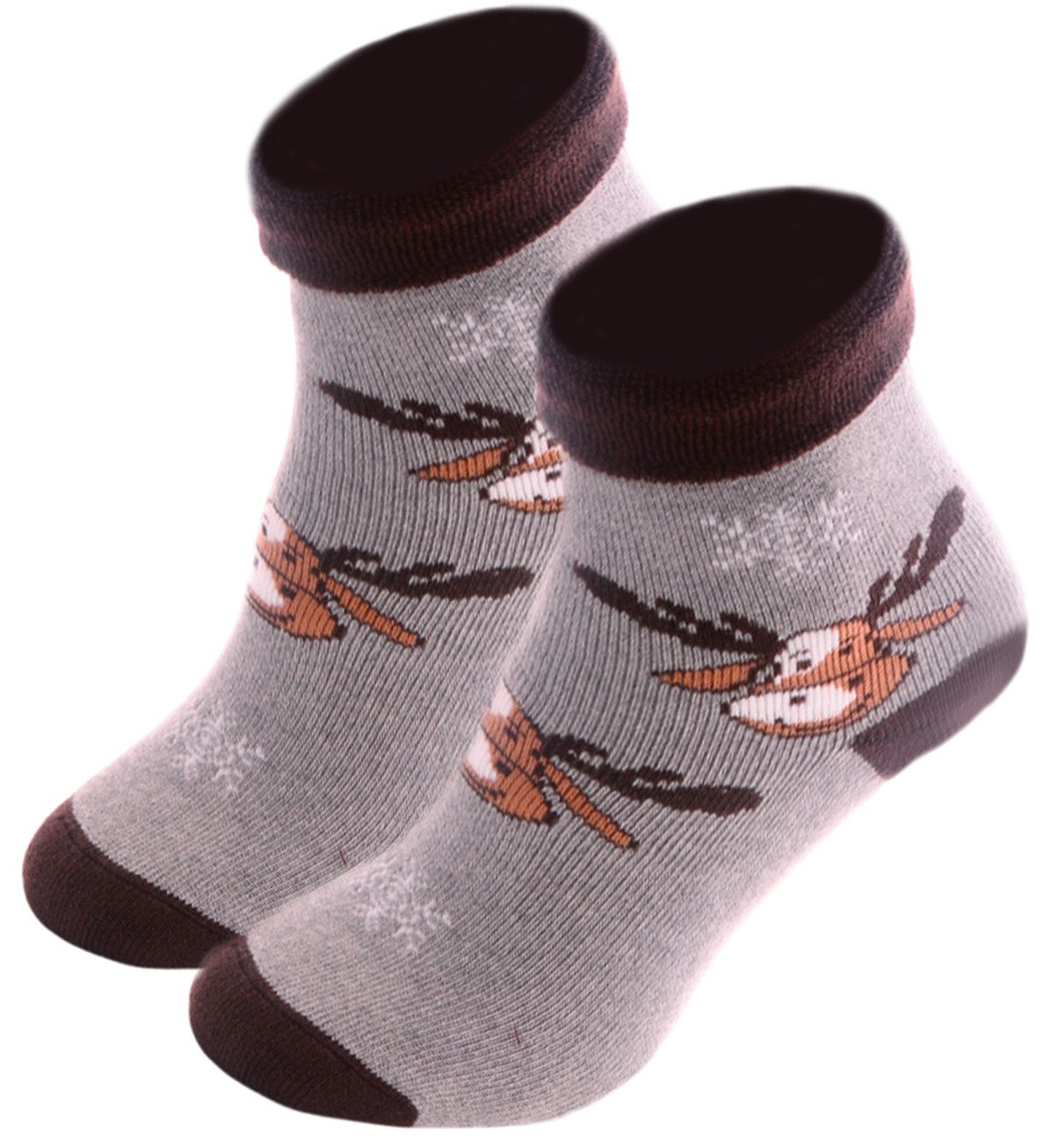 Thermosocken Socken Weihnachten warme Weihnachtssocken in Rot mit Rentier