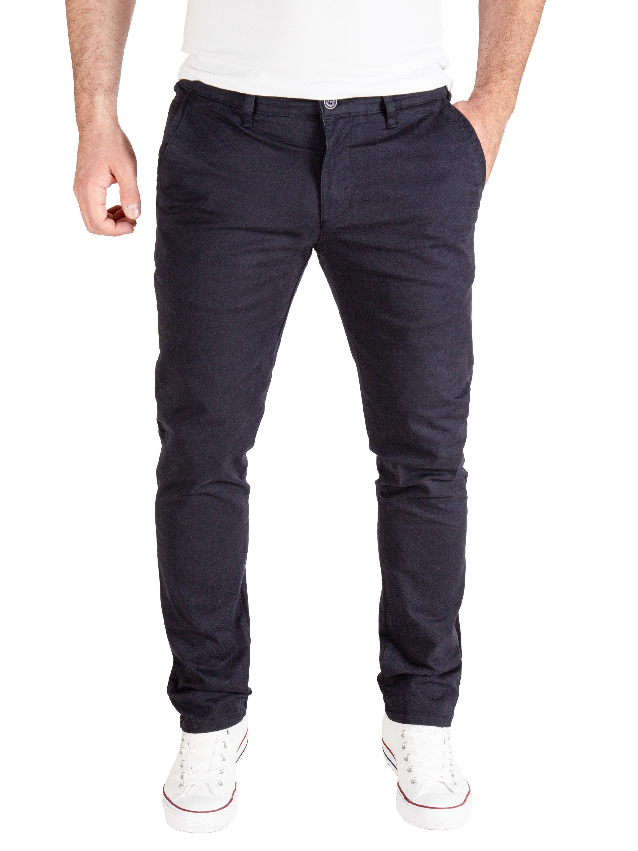 Pittman Chinohose Derrick moderne Baumwolll Chino Jeans mit Reißverschluss Blau (deep well 193713) | Stretchhosen