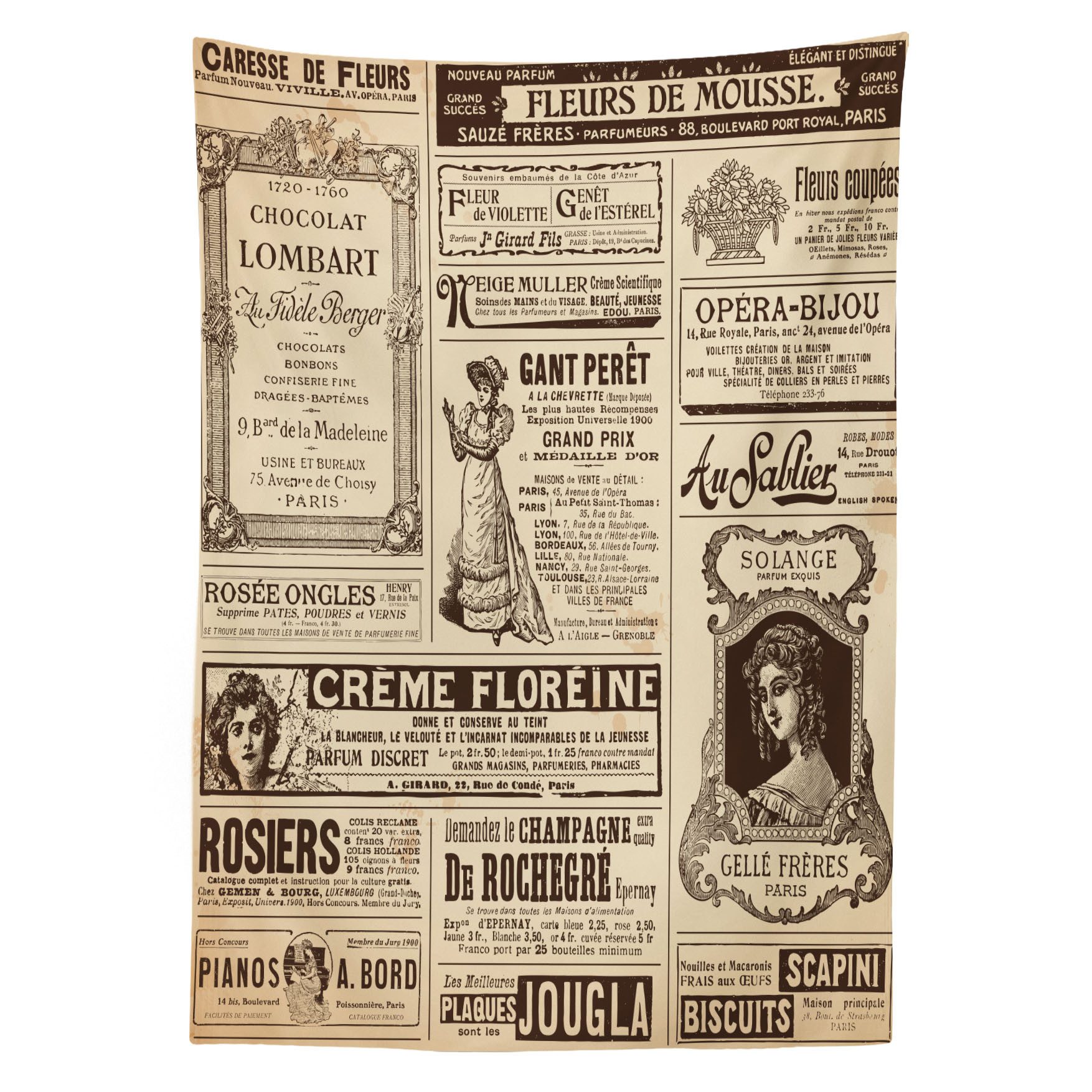 Abakuhaus Tischdecke Farbfest Waschbar Für den Außen Bereich geeignet Klare Farben, Jahrgang Historische Französisch Journal