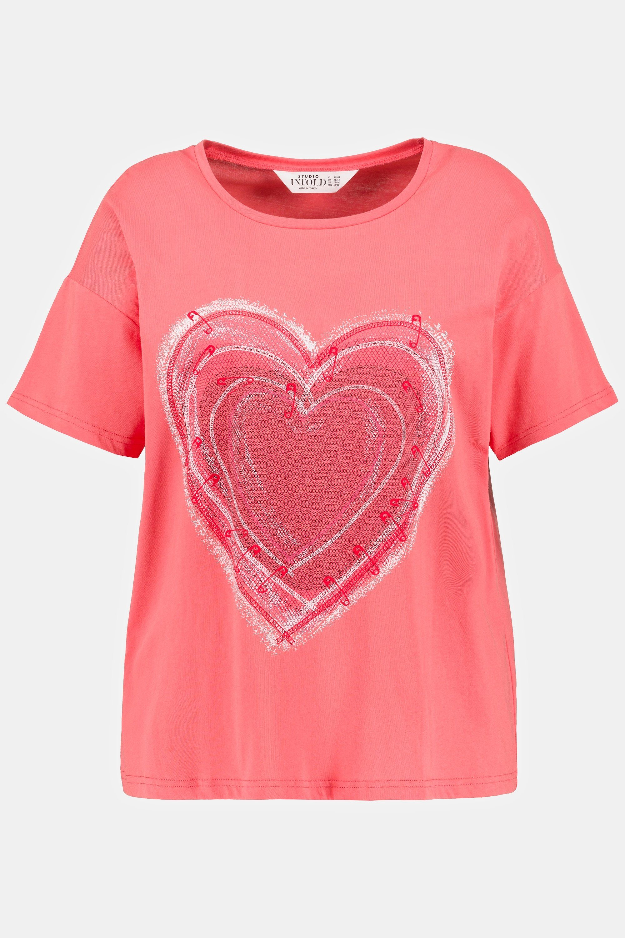 Damen Shirts Studio Untold Rundhalsshirt Heart-Shirt oversized Herz Rundhals Halbarm