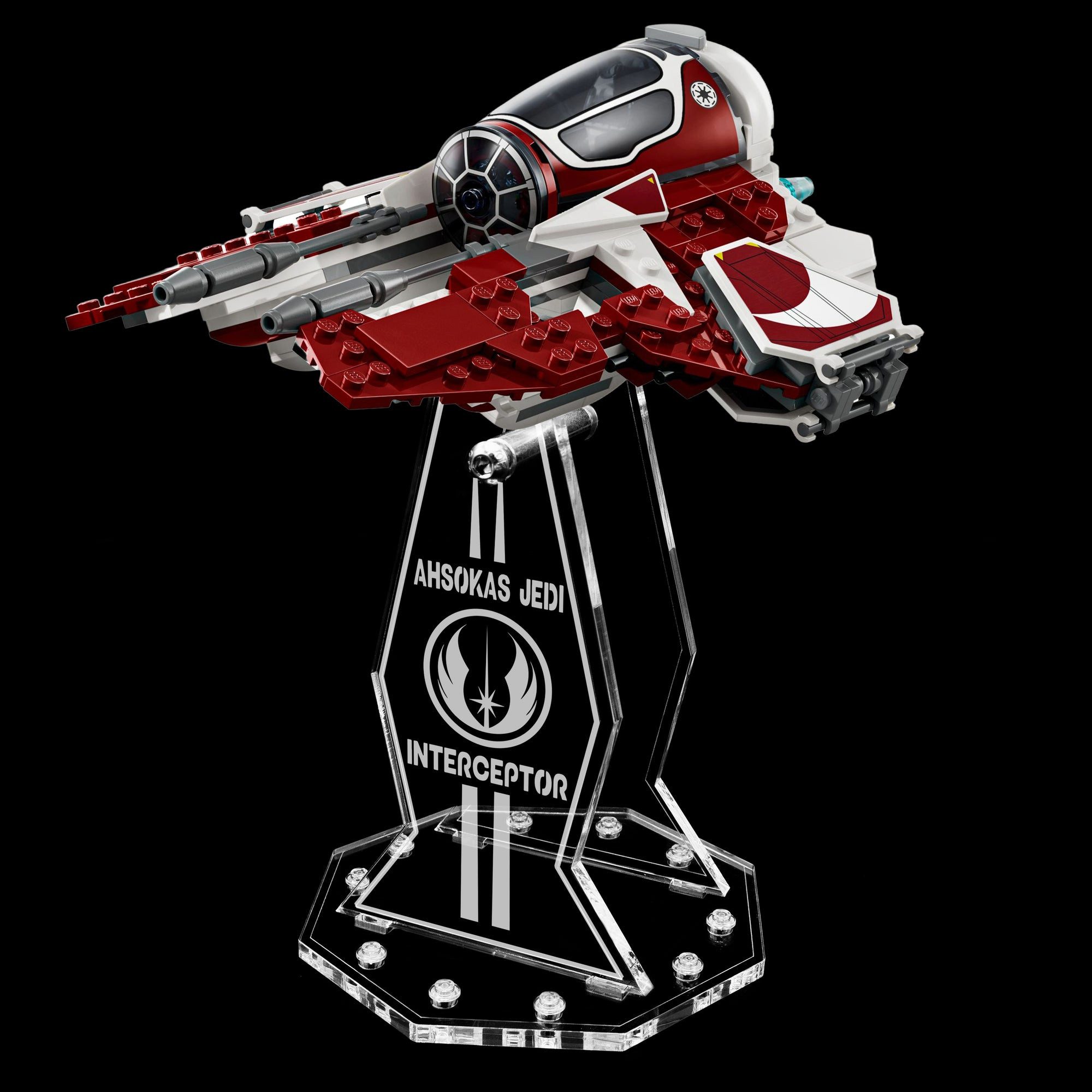 Lieblingsmensch Standfuß Acryl Display Stand kompatibel zu LEGO 75401 Ahsokas Jedi Interceptor (5mm Halterung, Hochwertiger Präsentationsständer, Schwebender Effekt, Display Stand), Drehbar & Neigbar, Nur Ständer kein Modell von Lieblingsmensch